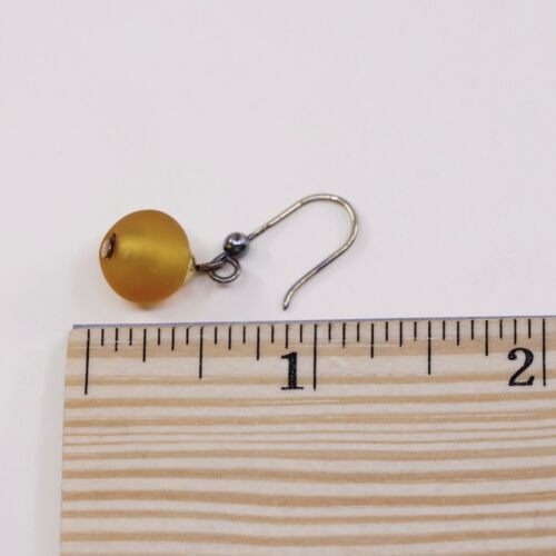 Vtg Sterling 925 Silver Handmade Earrings W/ Orange Bead, Stamped 925