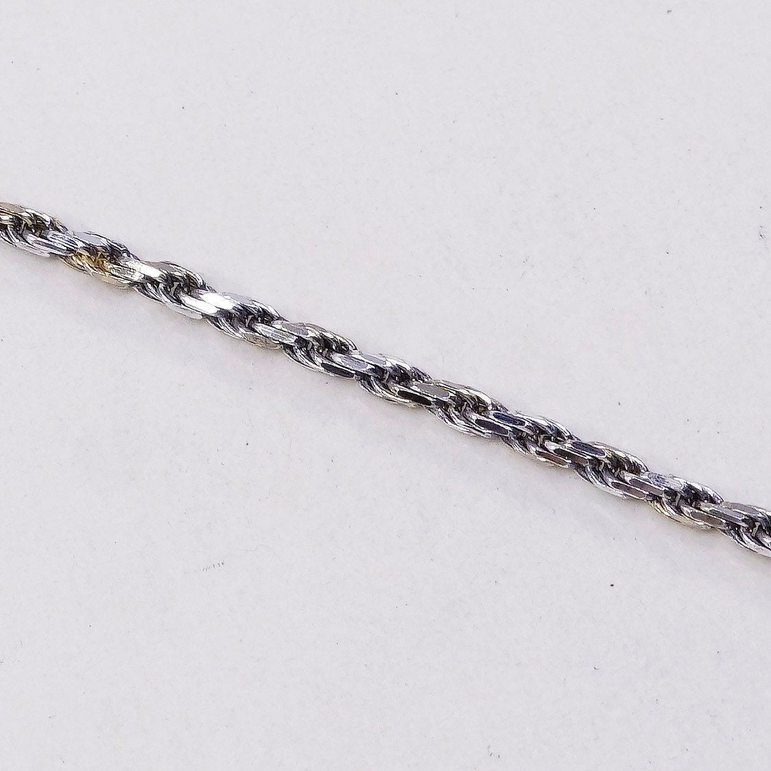 7.25", 2mm, VTG italy sterling 925 silver Italy rope chain bracelet