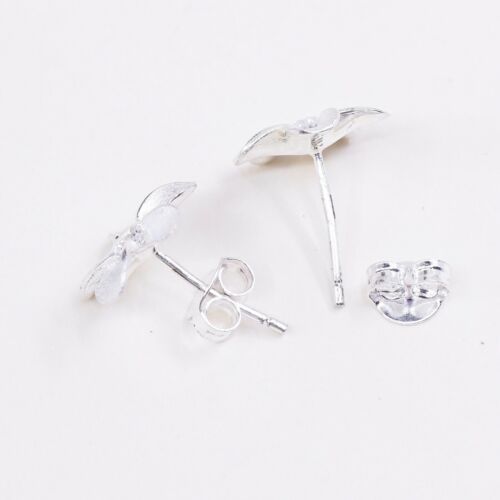 Vintage Sterling Silver Handmade Earrings, 925 Silver Flower Studs W/ Cz