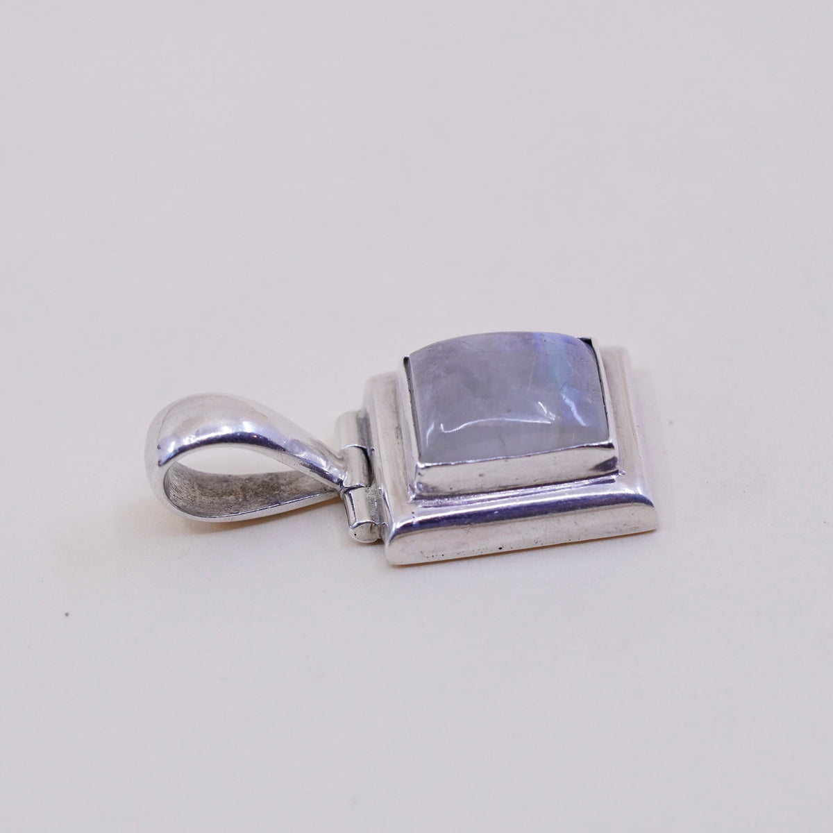 Vintage Sterling 925 silver handmade pendant with square moonstone