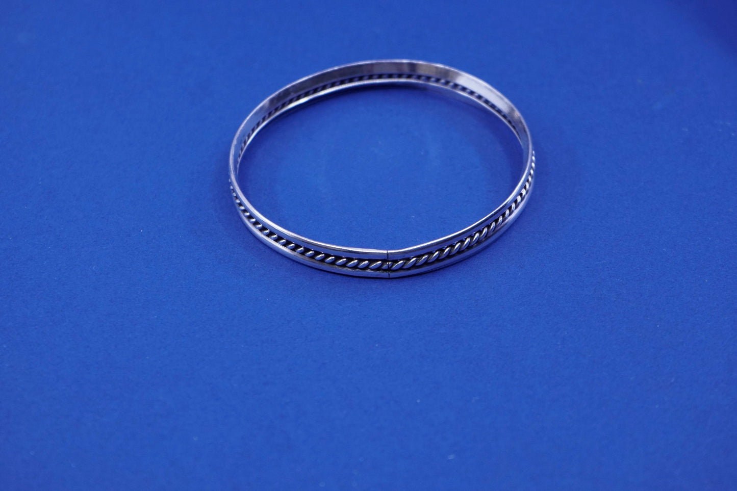 7.75”, vintage sterling silver handmade bracelet, 925 twisted cable bangle