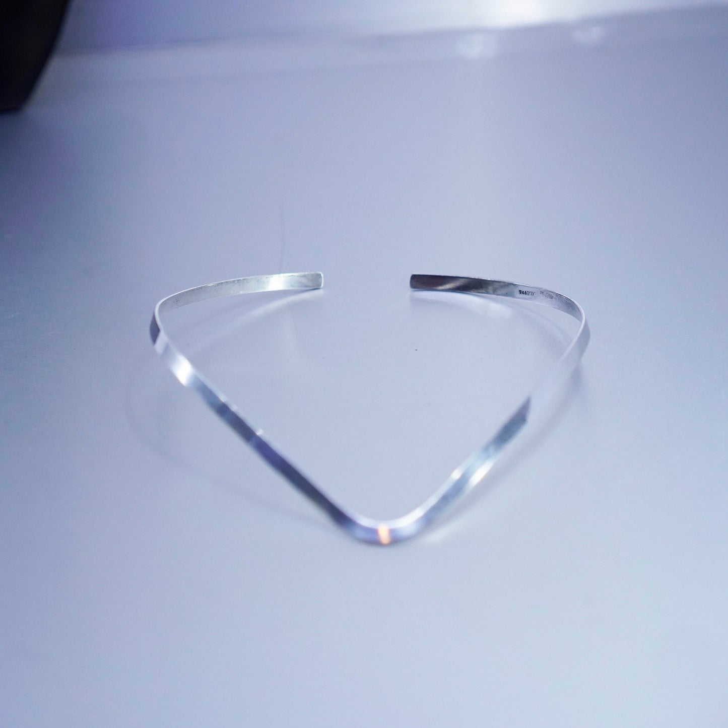 15”, vintage Mexico Sterling 925 silver handmade V choker collar necklace