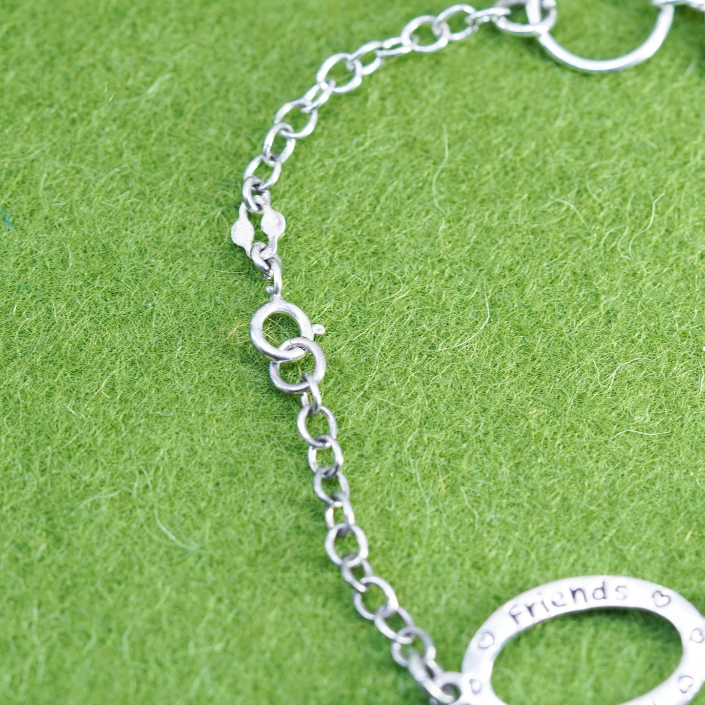 7.5”, sterling 925 silver circle quote bracelet circle disc “mother daughter”