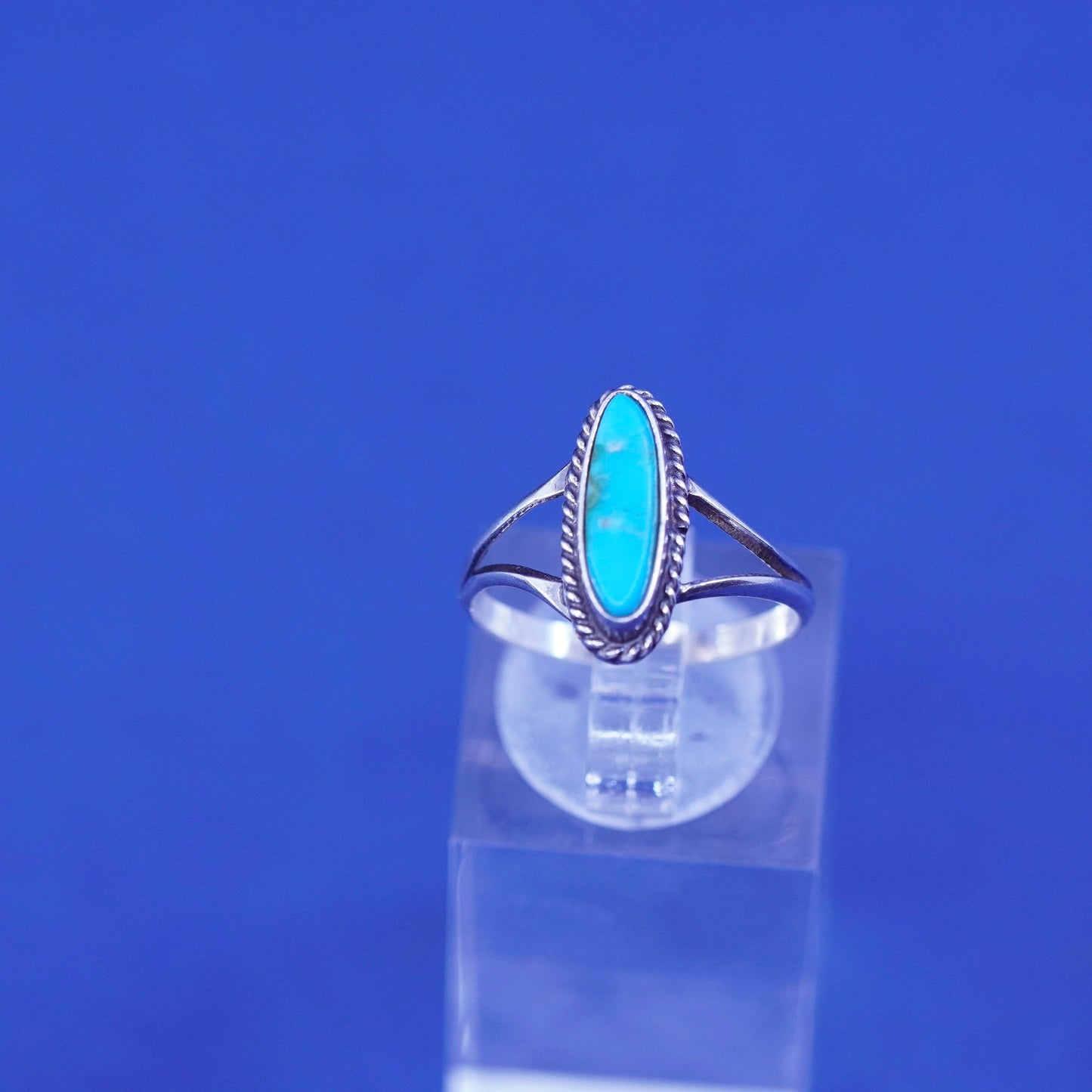 Size 6.75, vintage Sterling silver handmade ring w/ turquoise, Native American