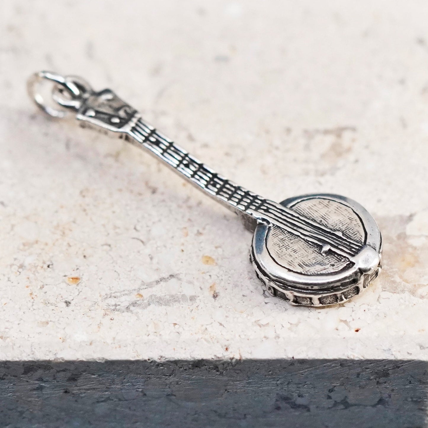 Vintage Sterling silver handmade pedant, 925 guitar charm
