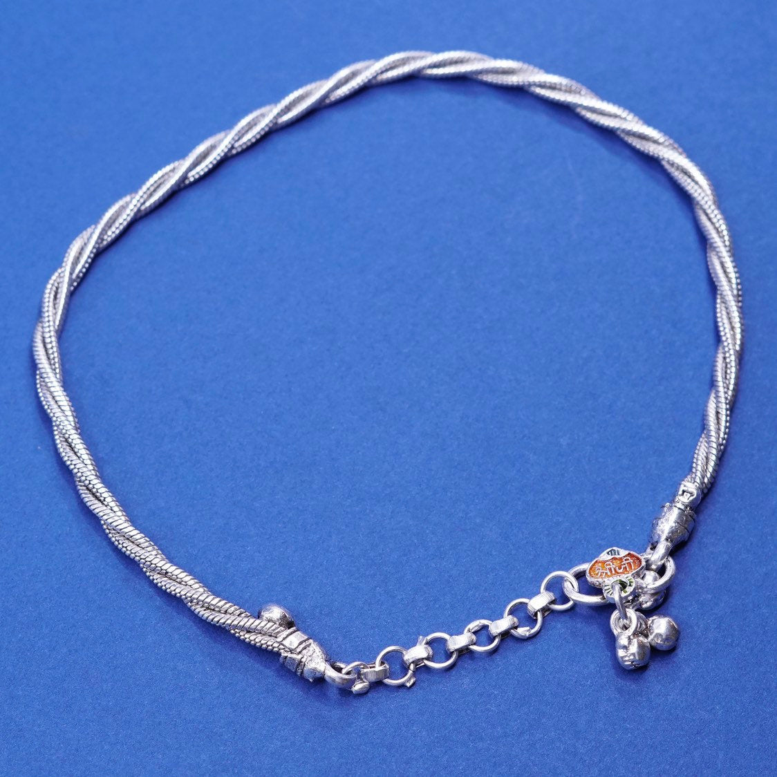 11.5", Sterling silver handmade ankle bracelet, 925 belly dancer anklet chime