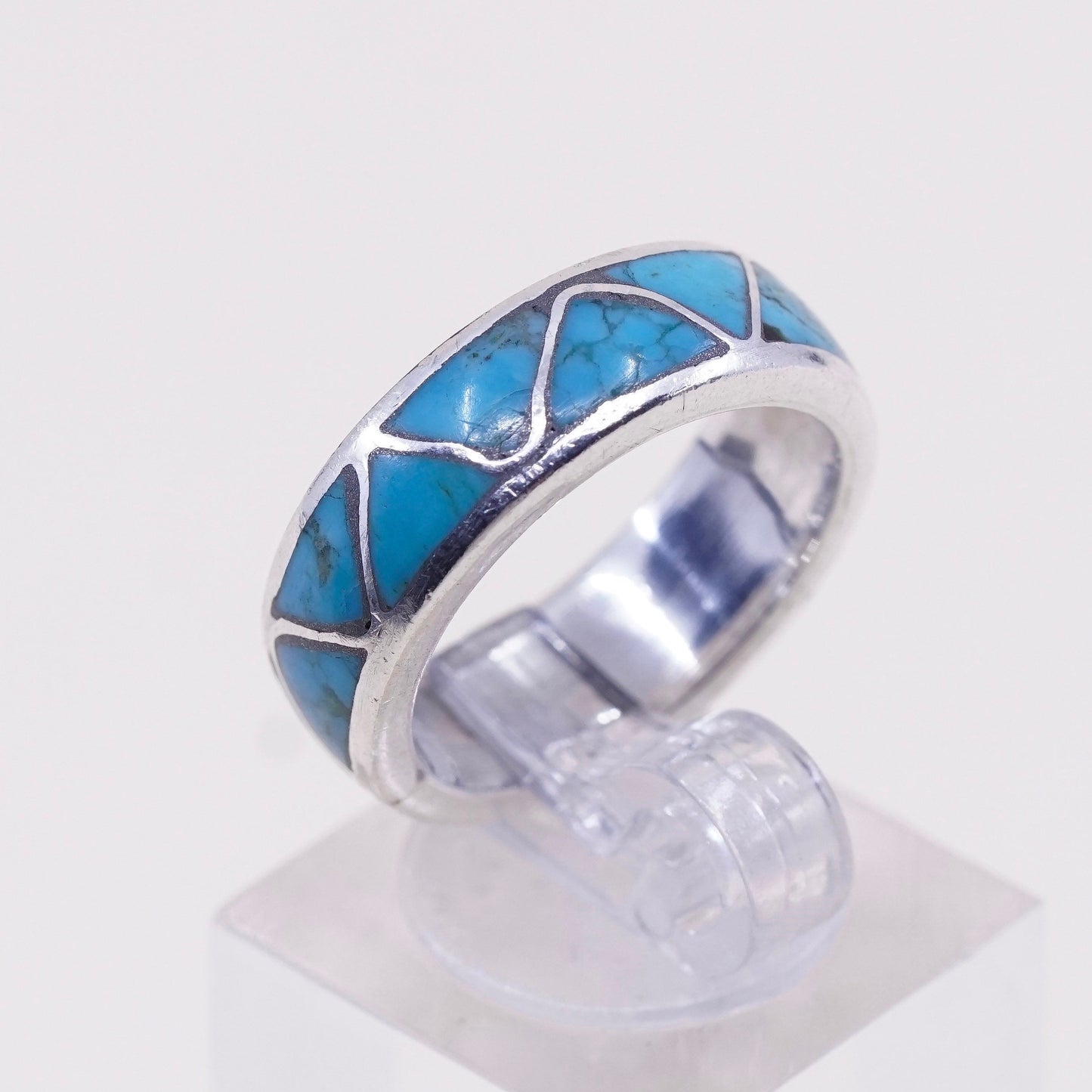 sz 7, navajo James Martin handmade Sterling silver ring, 925 band w/ turquoise