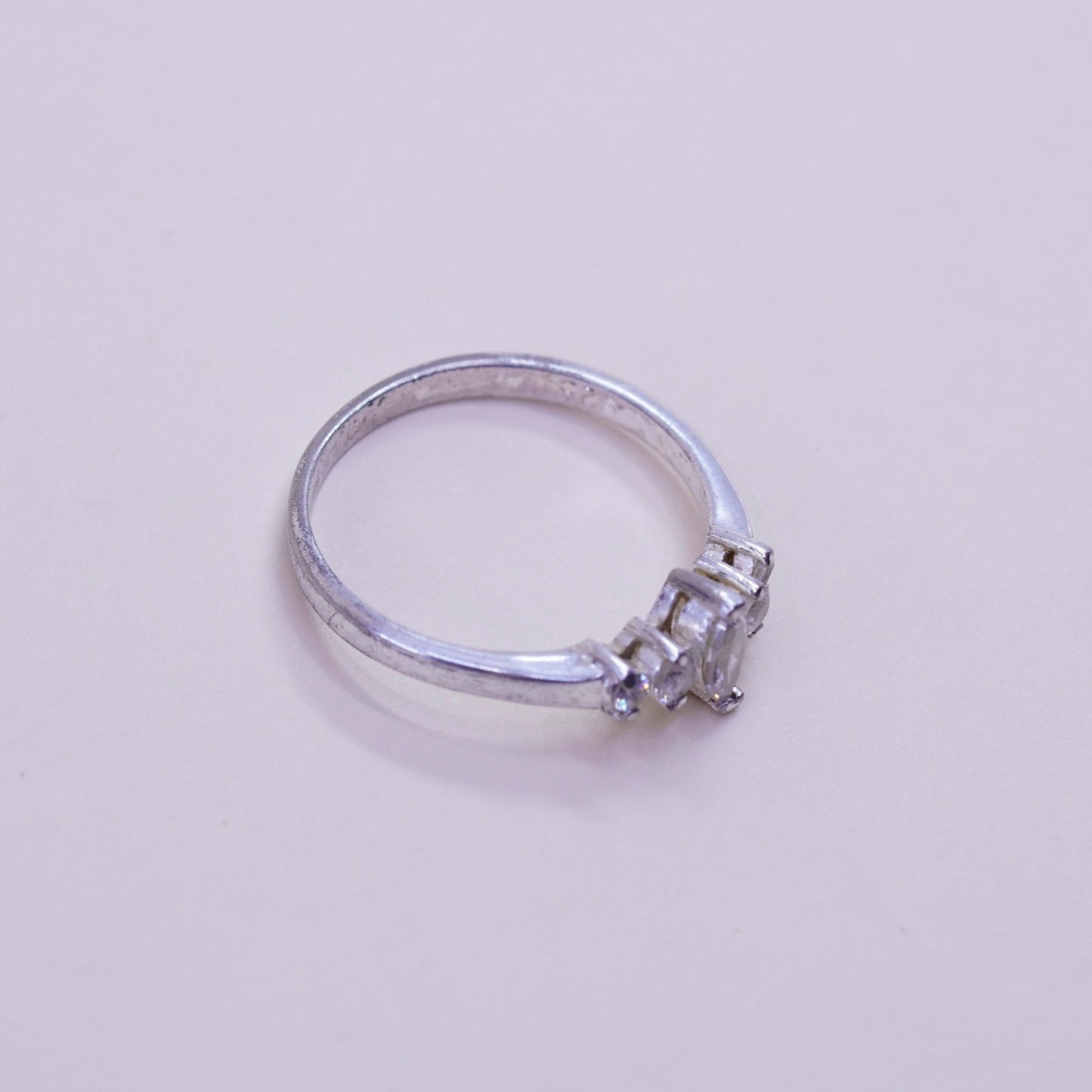 Size 8.25, vintage Sterling 925 silver Statement ring w/ marquise Cz