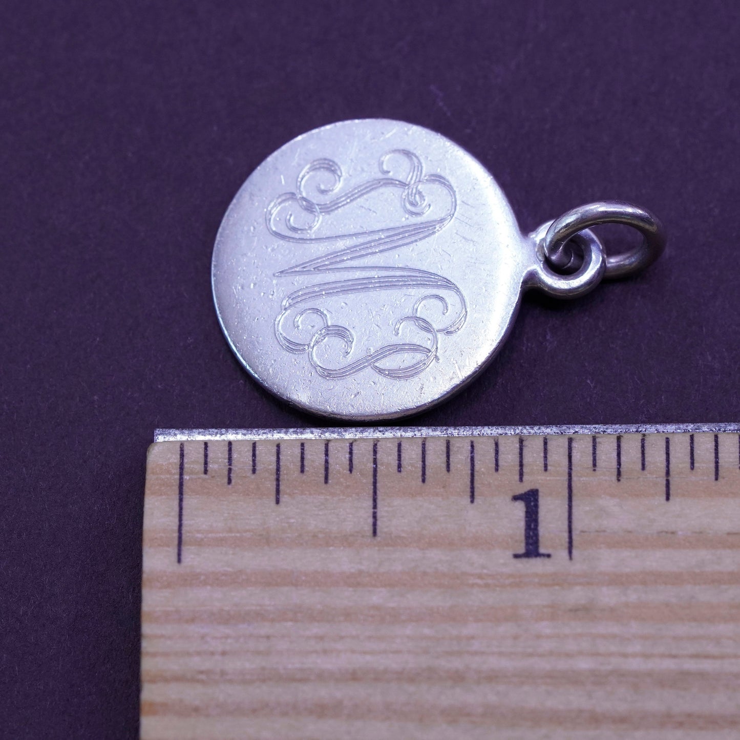 Vintage Sterling 925 silver handmade pendant with name monogram “JMP” and cable