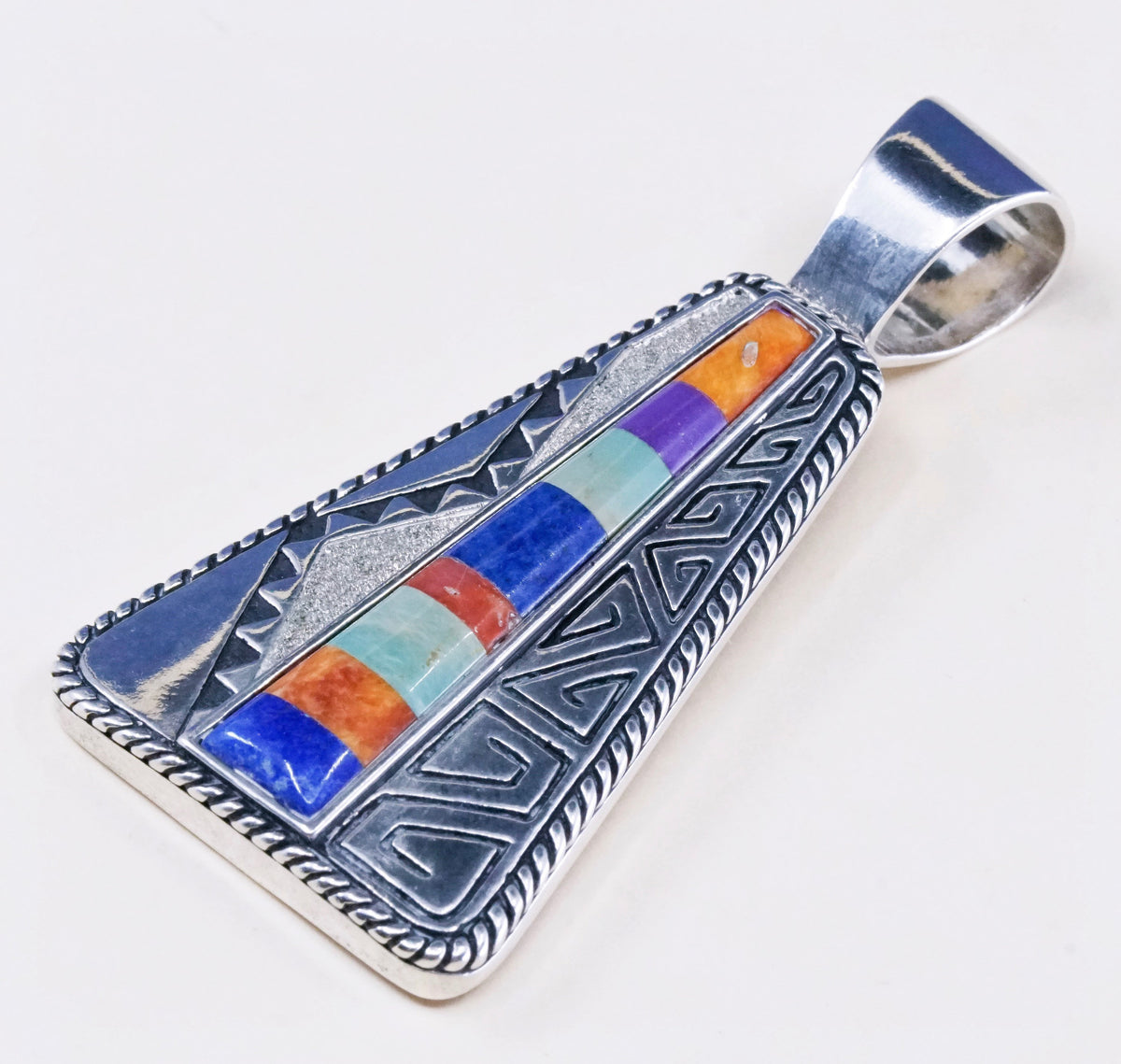 Relios Carolyn pollack pendant sterling 925 silver w/ lapis lazuli N turquoise