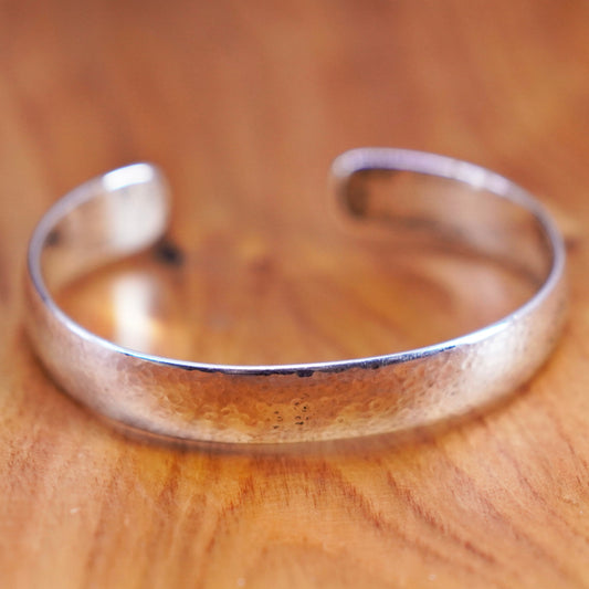 6.25”, antique Southwestern sterling silver handmade bracelet hammered 925 cuff