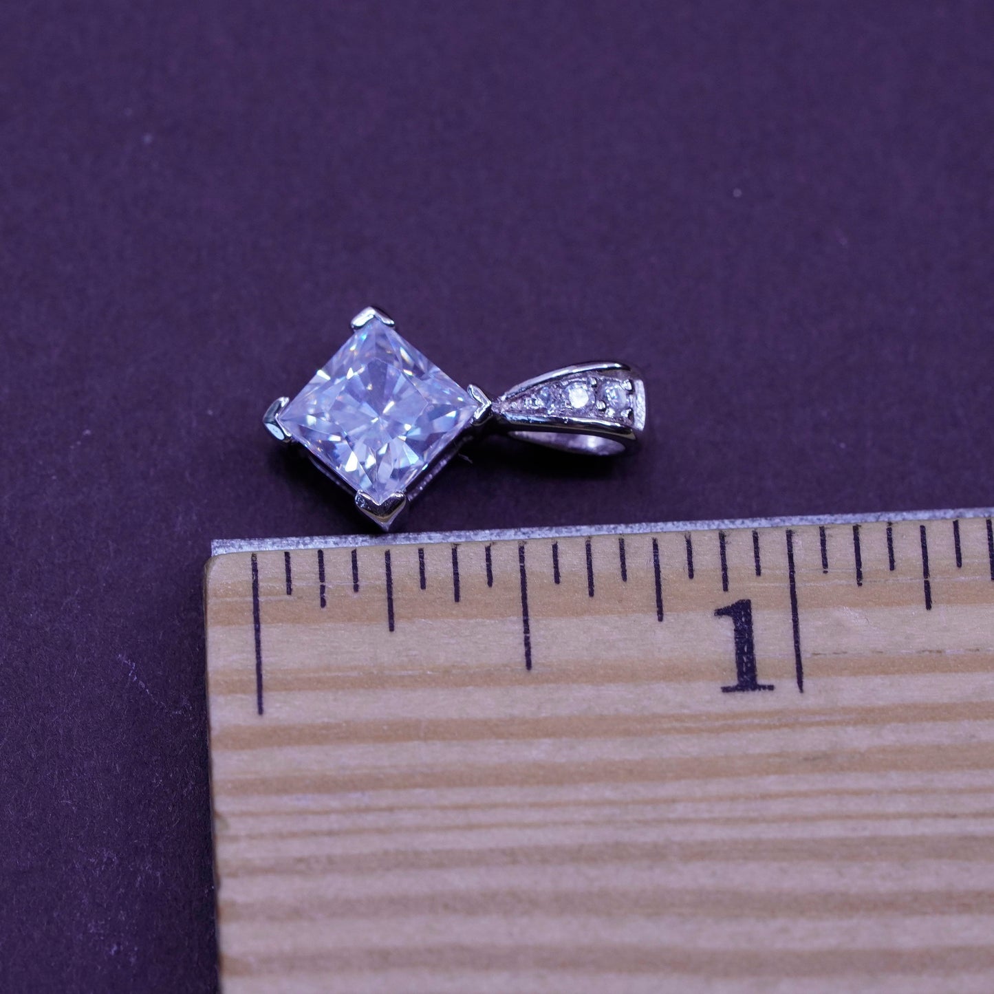Vintage Sterling 925 silver handmade pendant with cz