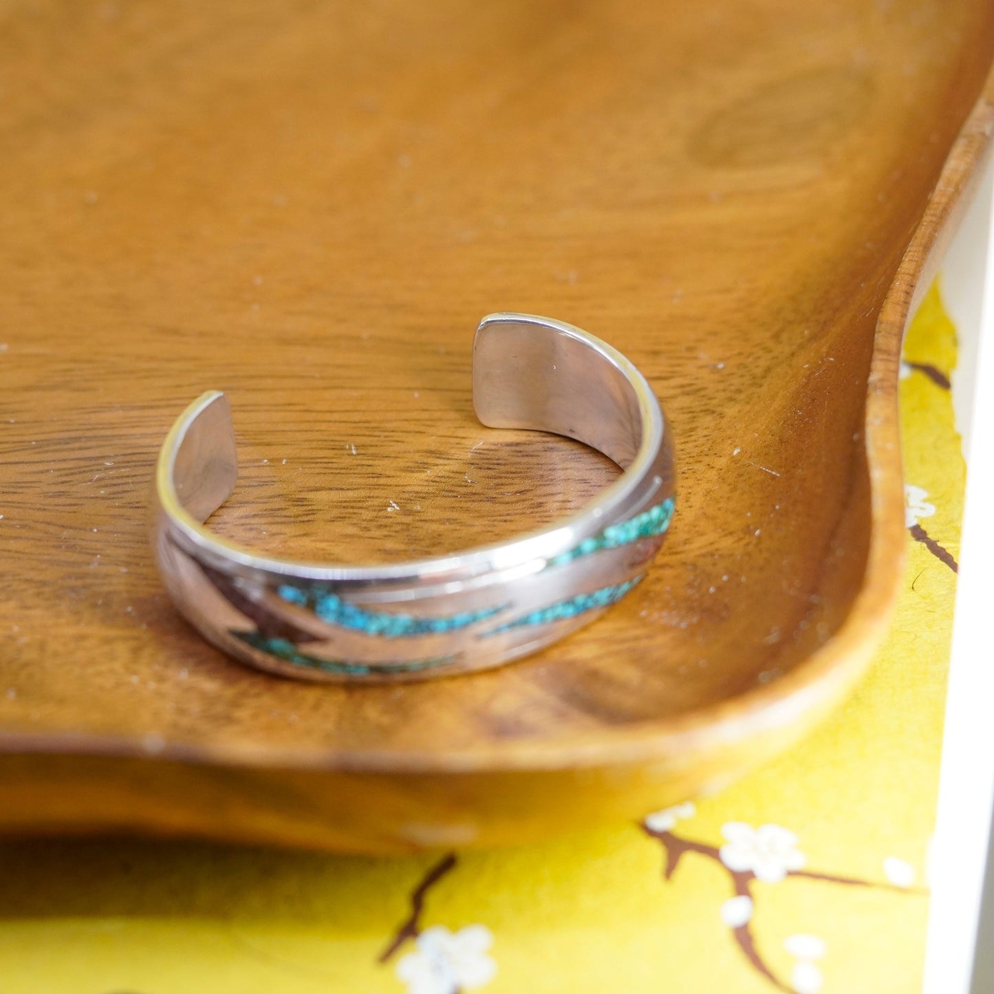 6.25”, Navajo Charlie John Sterling silver turquoise bracelet, Native American