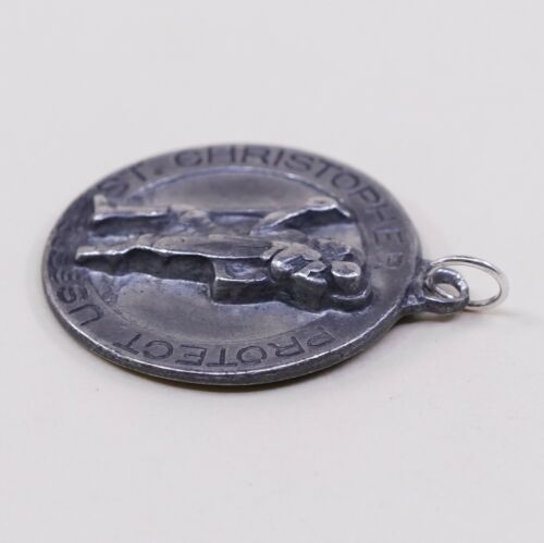 Hayward Sterling Silver handmade Pendant 925 Tag W/ Saint Christopher Protect Us