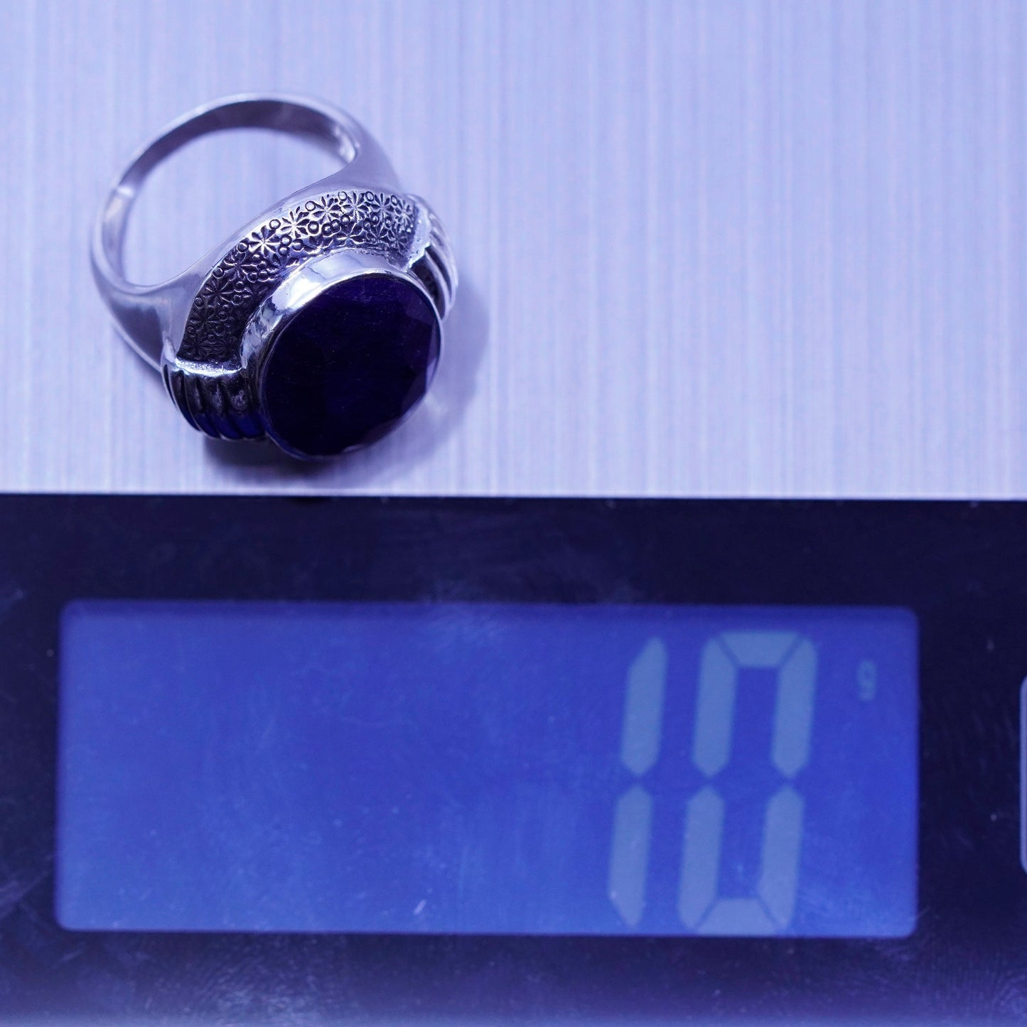 Size 6, vtg Nicky Butler Sterling 925 silver handmade ring w/ Indian sapphire