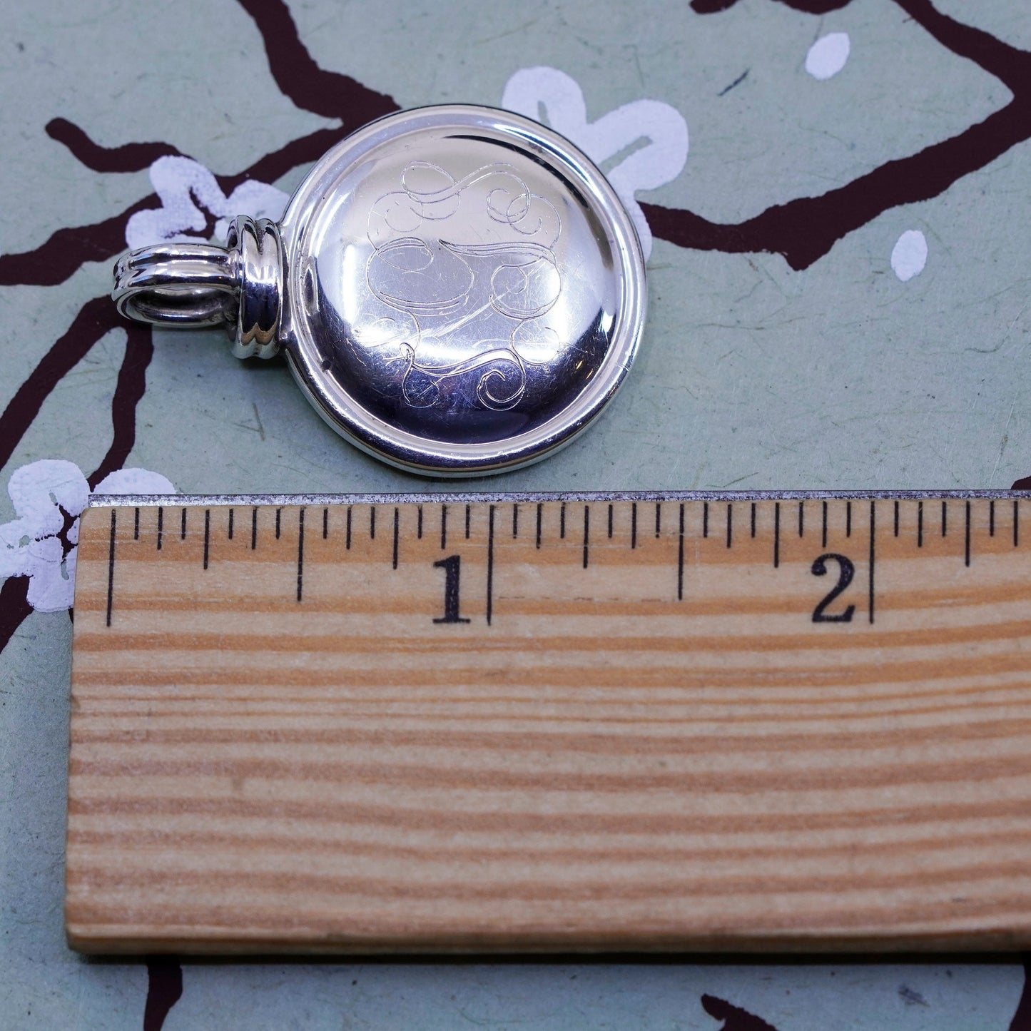 Vintage Sterling silver handmade pendant, Mexico 925 with name monogram “JGS”