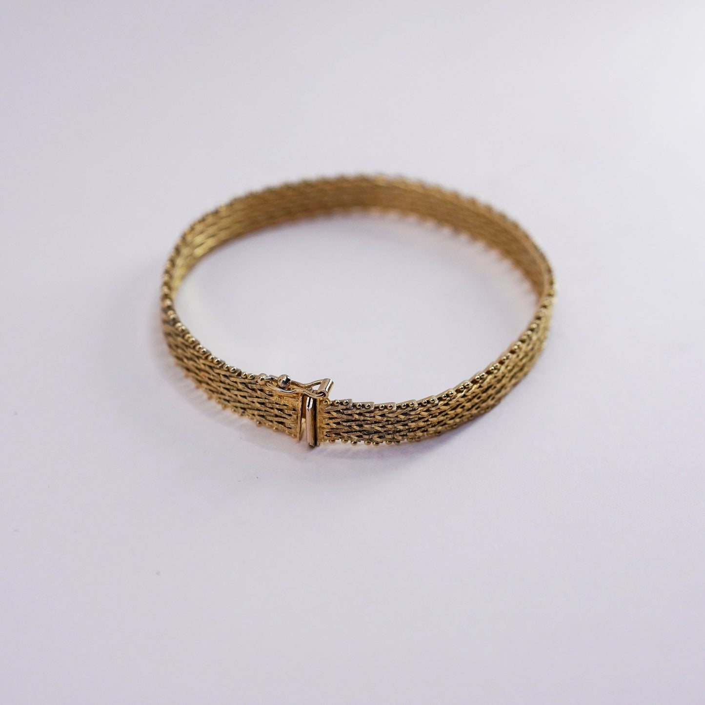 8”, two tone vermeil gold sterling silver bracelet, Italy 925 Riccio chain