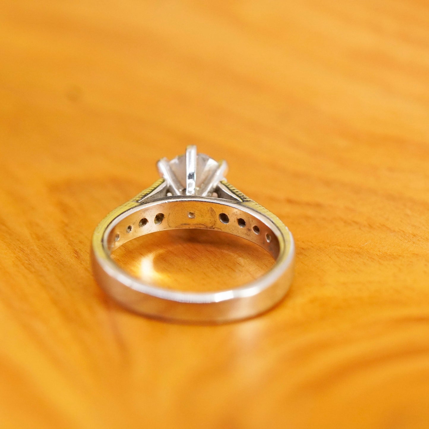 Size 8, vintage Sterling 925 silver engagement ring with crystal ring