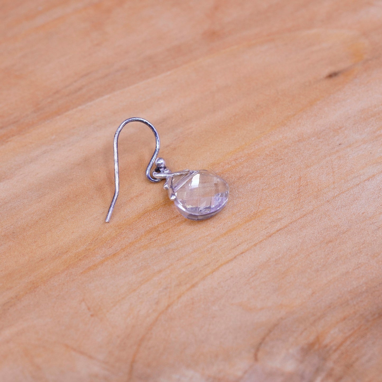 Vintage Sterling 925 silver handmade earrings with teardrop crystal