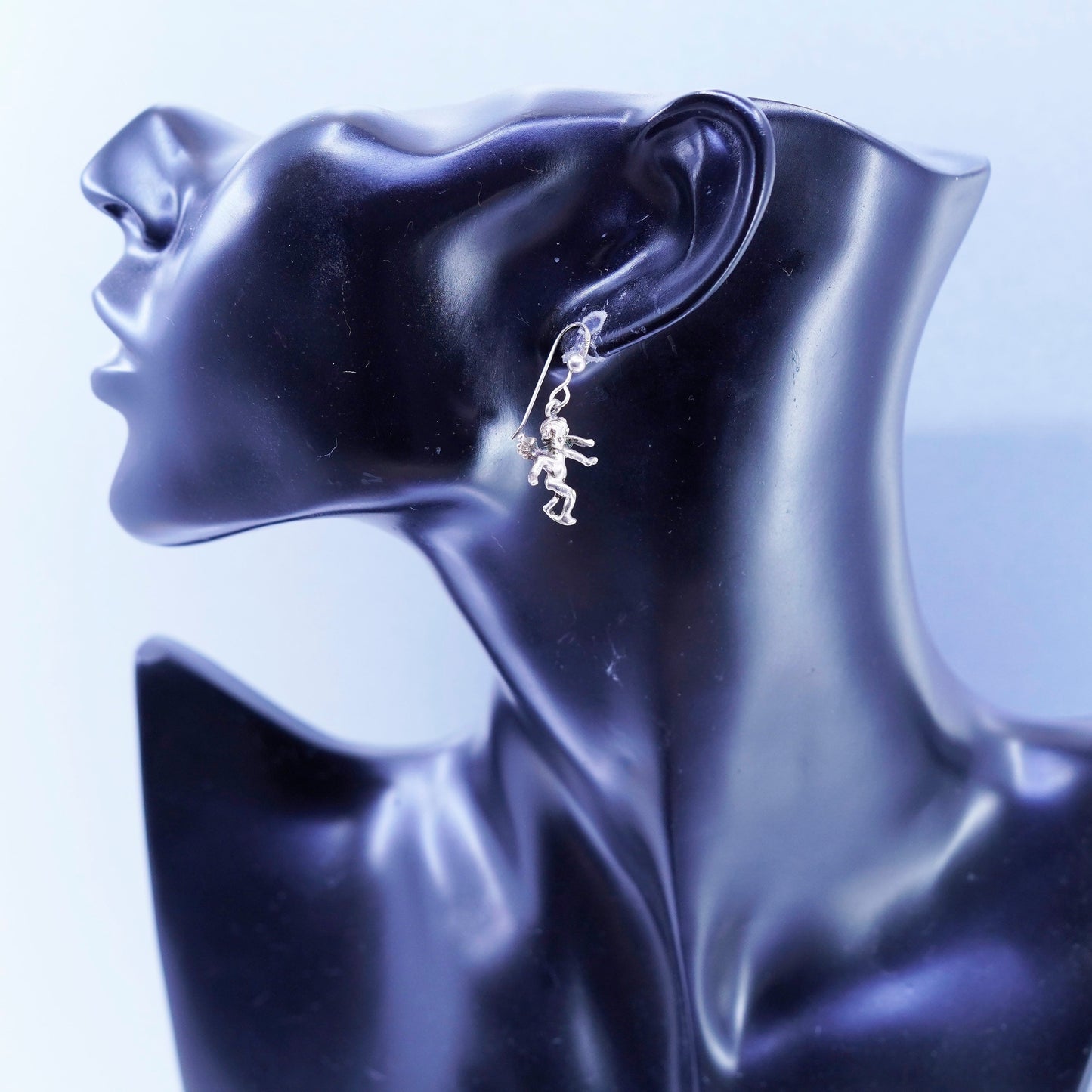 vintage Sterling silver handmade earrings, 925 Angel dangles