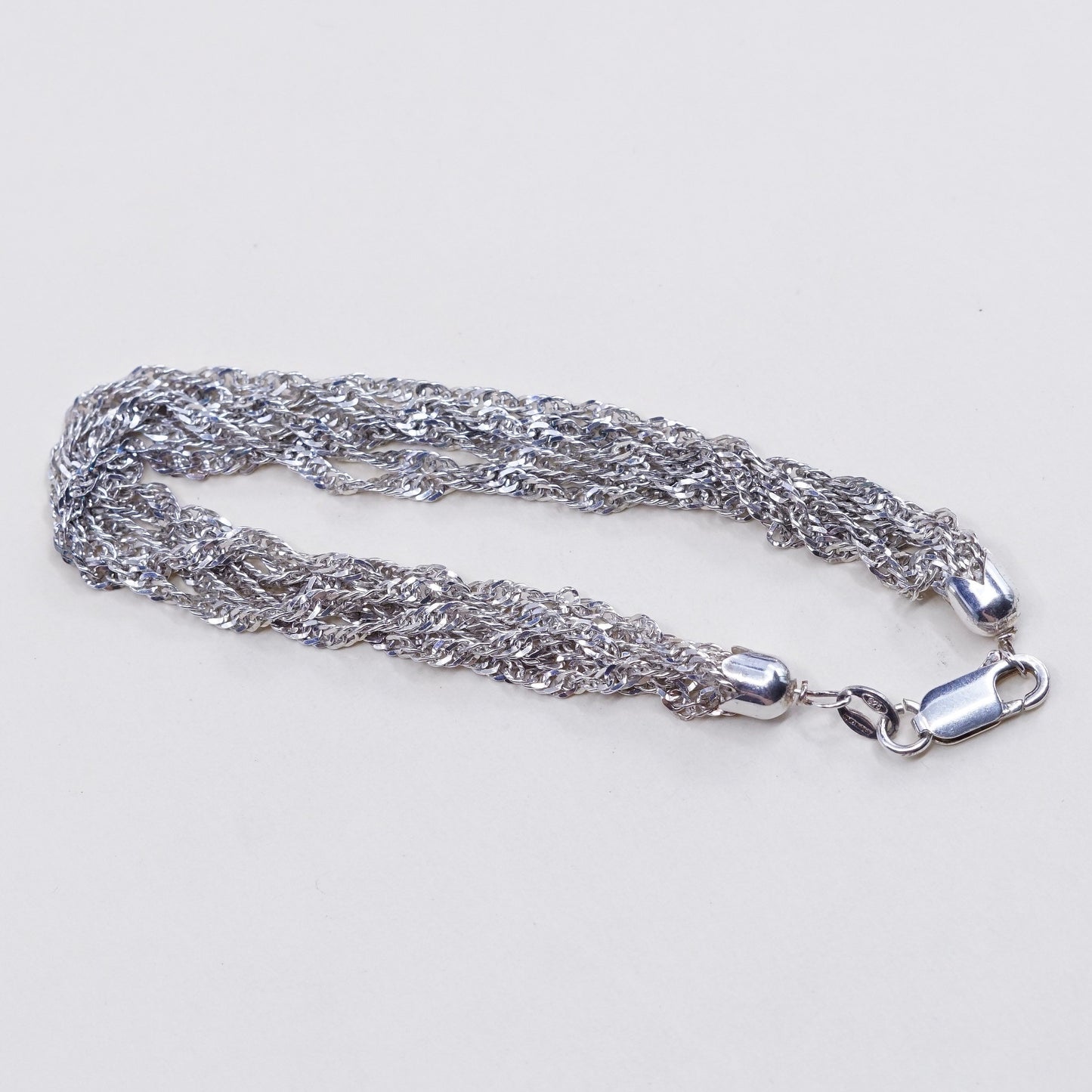 6.75”, vtg JCM italy multi strands sterling silver bracelet, 925 twisted curb