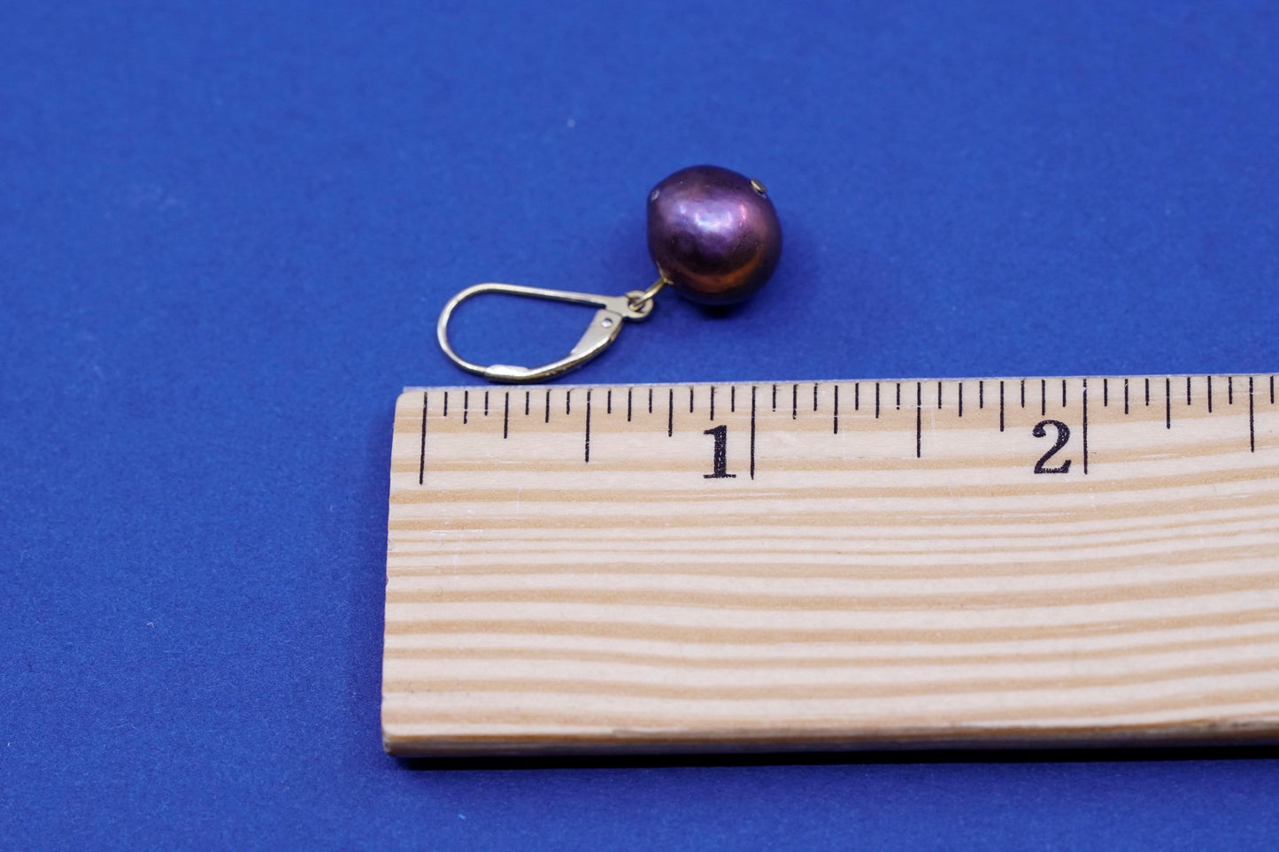 vtg gold over Sterling silver handmade earrings, 925 hooks with purple pearl