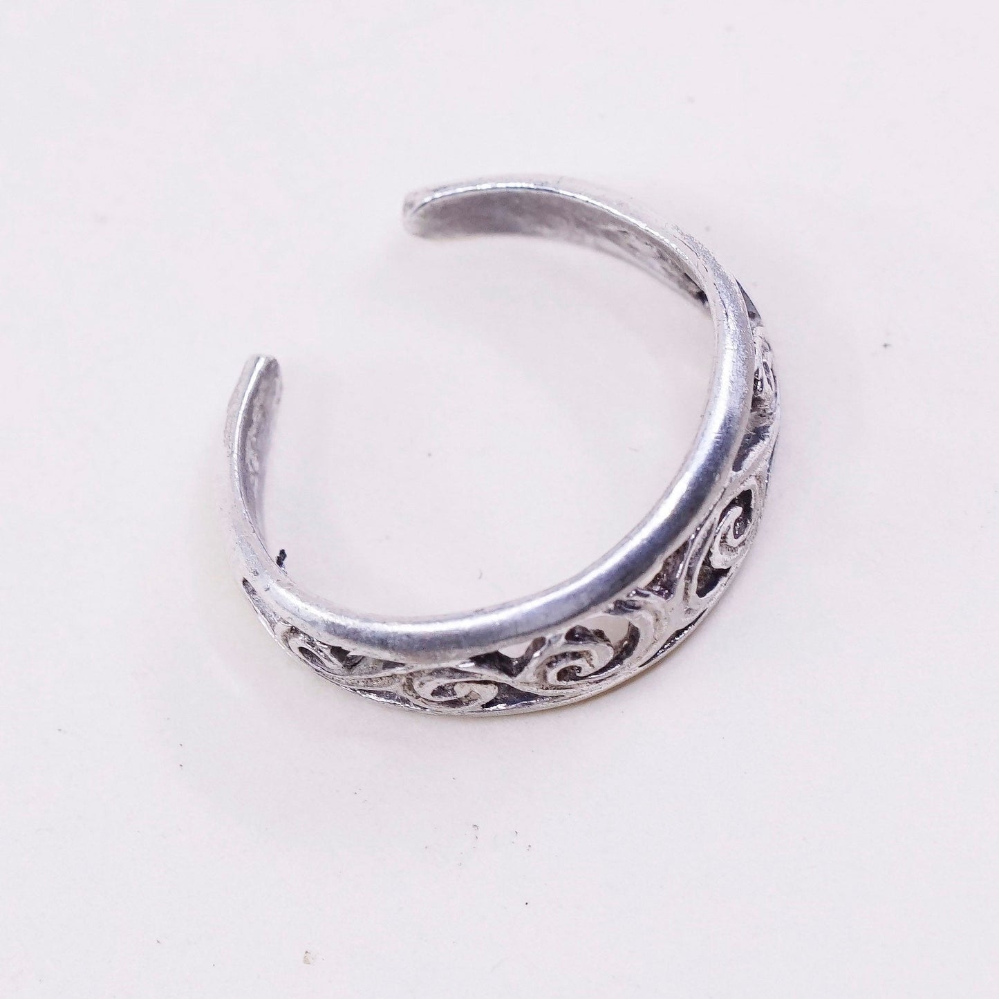 sz 2.5, vintage Sterling silver handmade ring, 925 filigree swirl band