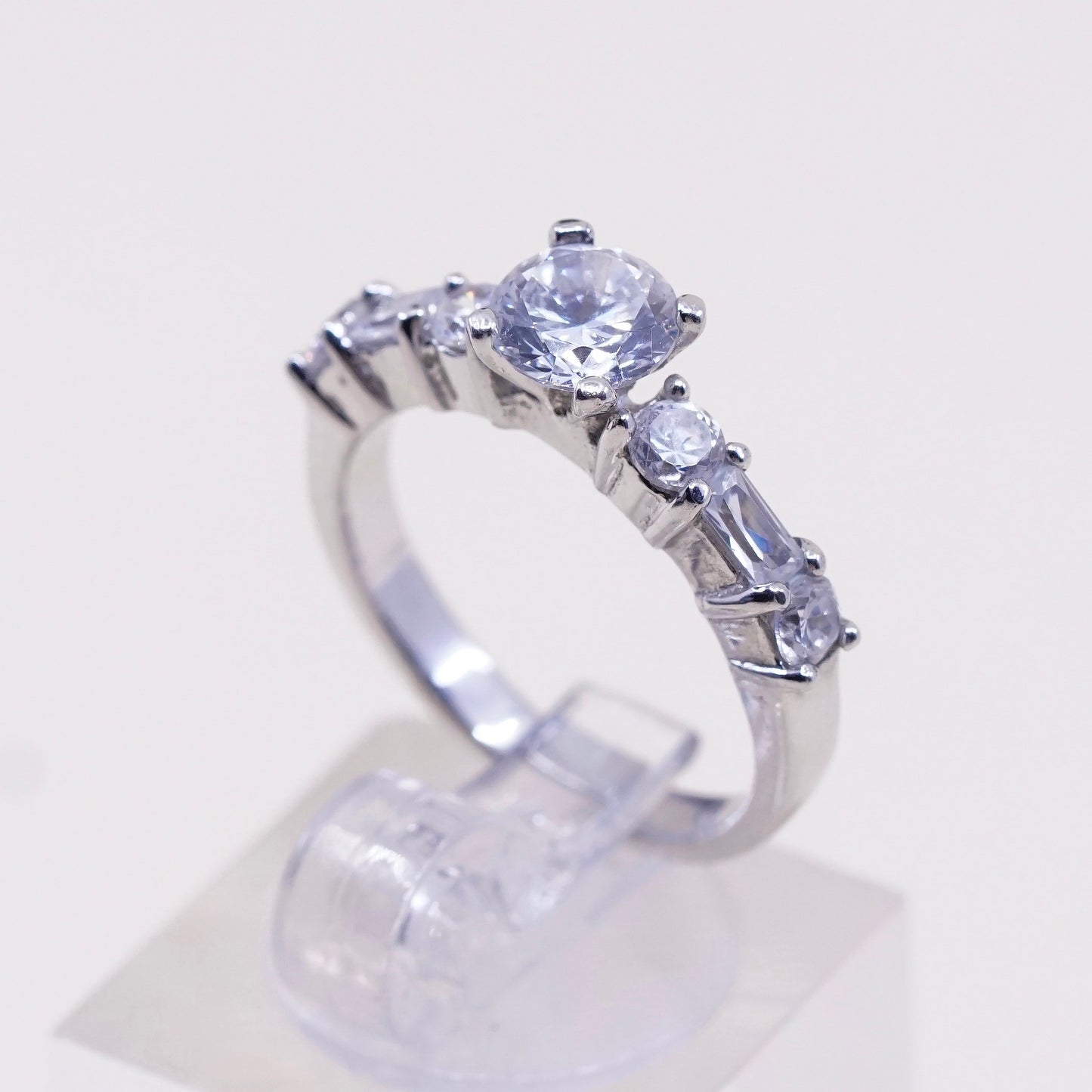Size 6.25, Sterling silver ring, 925 silver with round cut cz, engagement ring