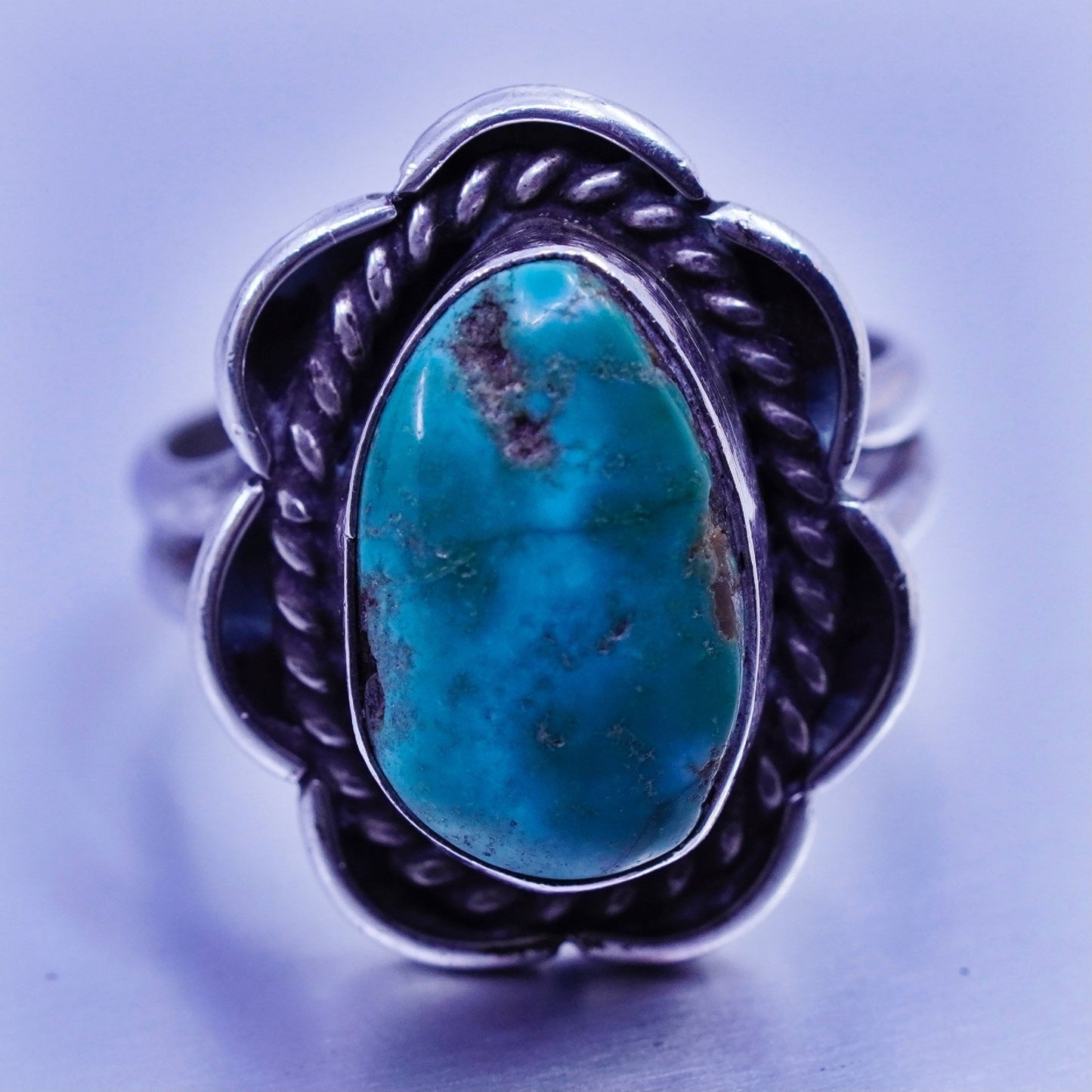 Size 6.25, Native American navajo Sterling 925 silver handmade ring turquoise