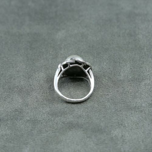 Sz 7, Vtg Sterling Silver Handmade Ring, 925 Silver W/ Faux pearl