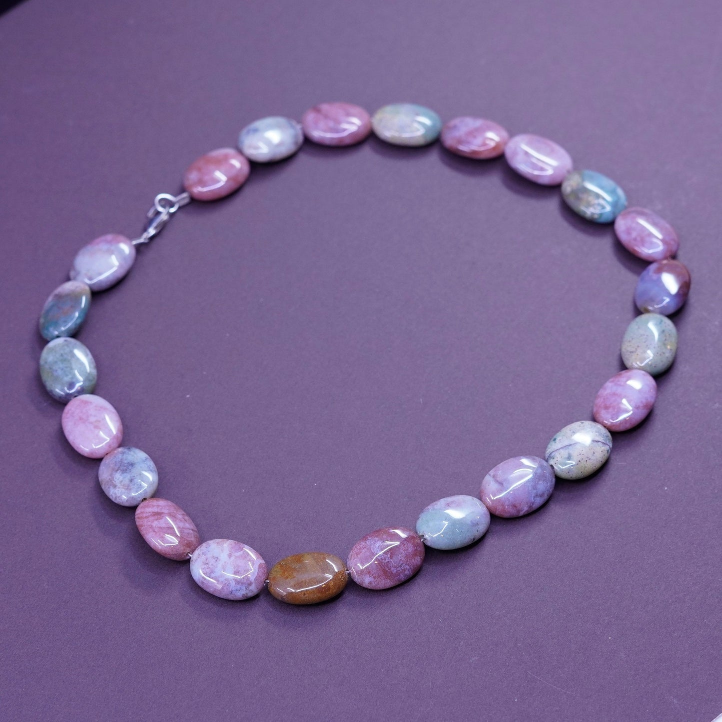 16” Vintage Sterling 925 silver Handmade necklace with jasper