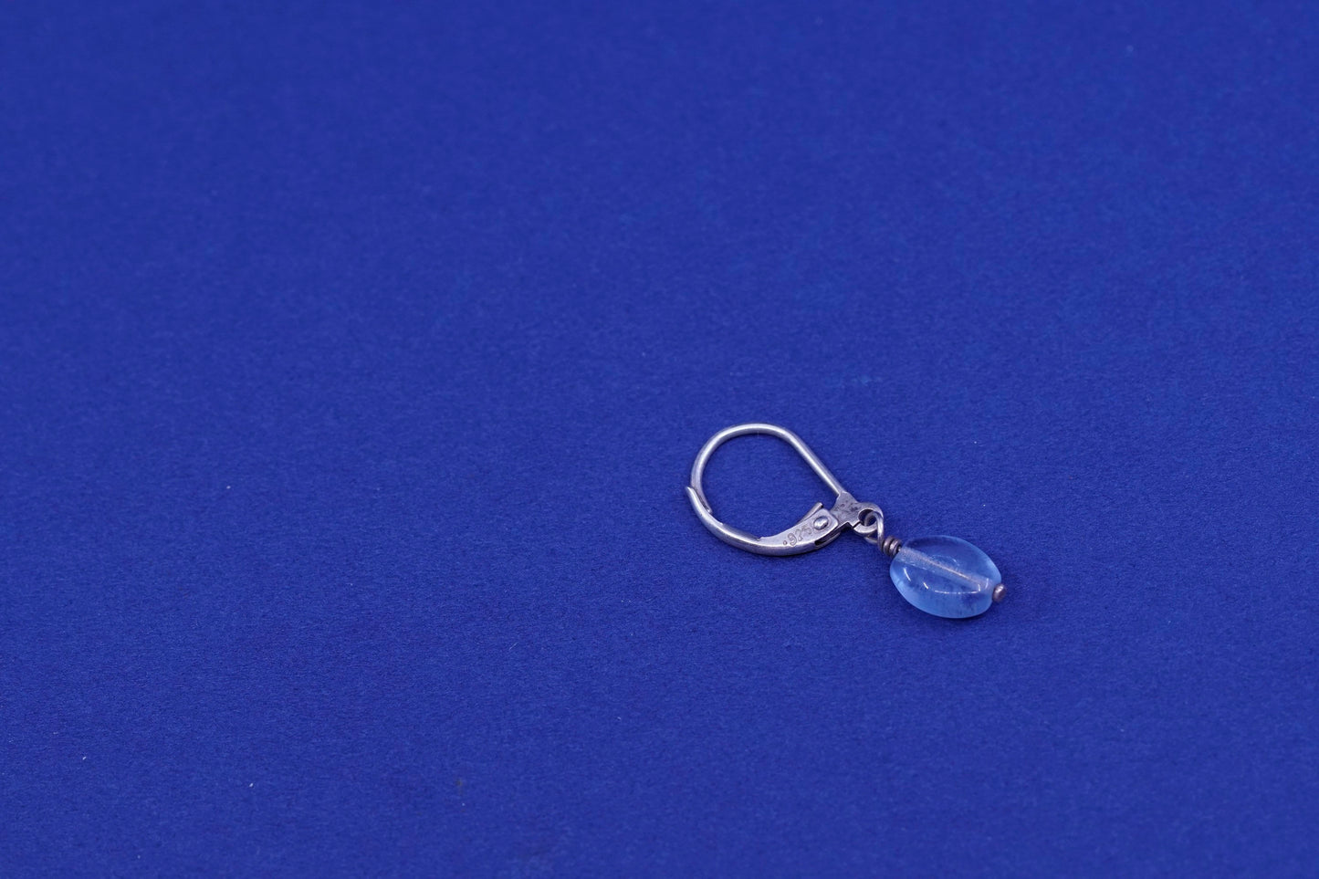 Vintage sterling 925 silver handmade earrings with blue crystal Dangles