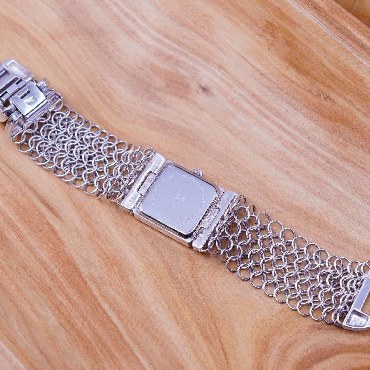 7.5”, Vintage Aria round face watch with sterling 925 silver wrist watch band