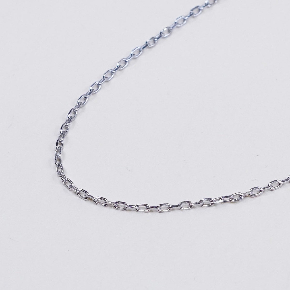 16”+2”, 1mm, Vintage sterling silver circle link chain, Italy 925 necklace