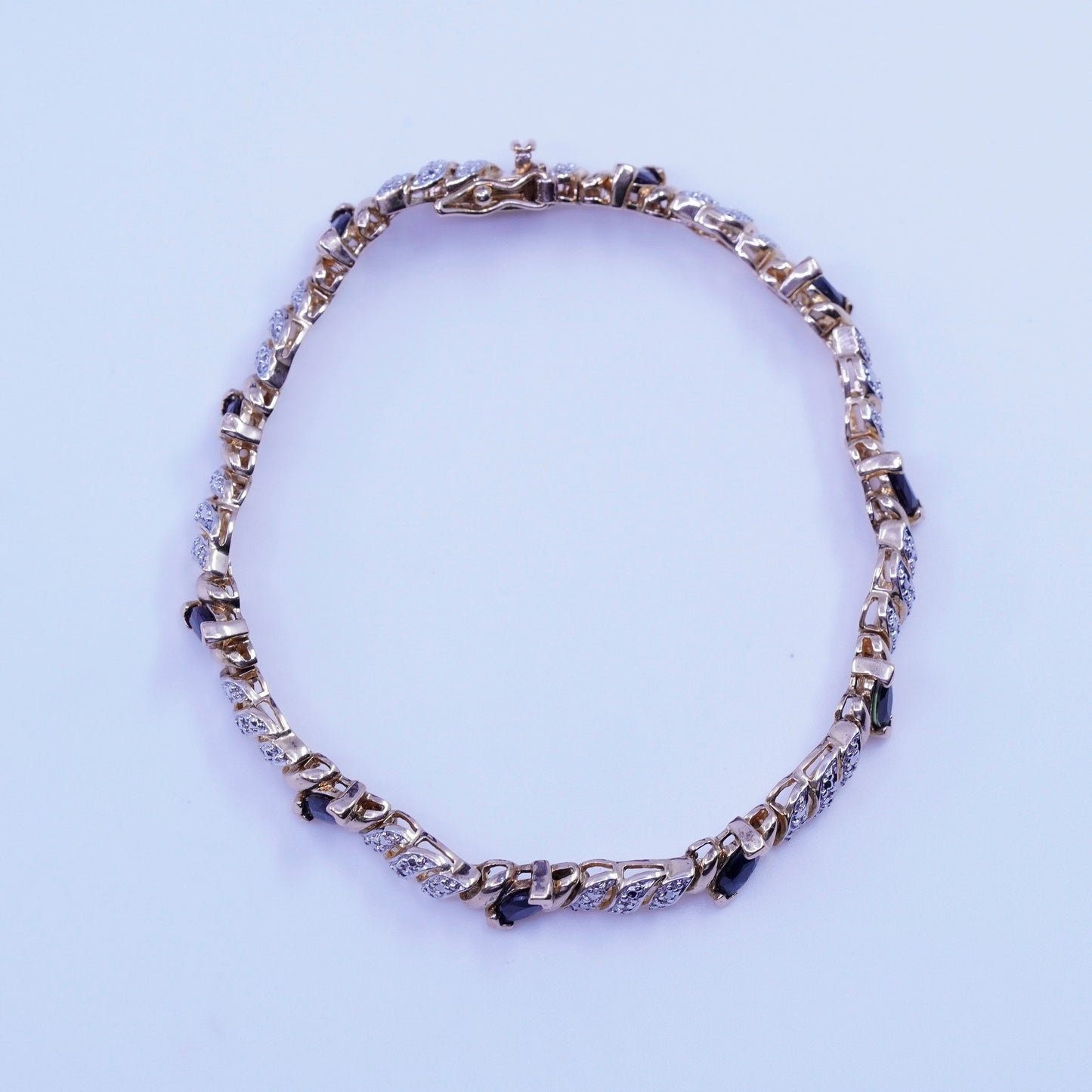 7.25”, vermeil gold Sterling 925 silver tennis San Marco bracelet sapphire