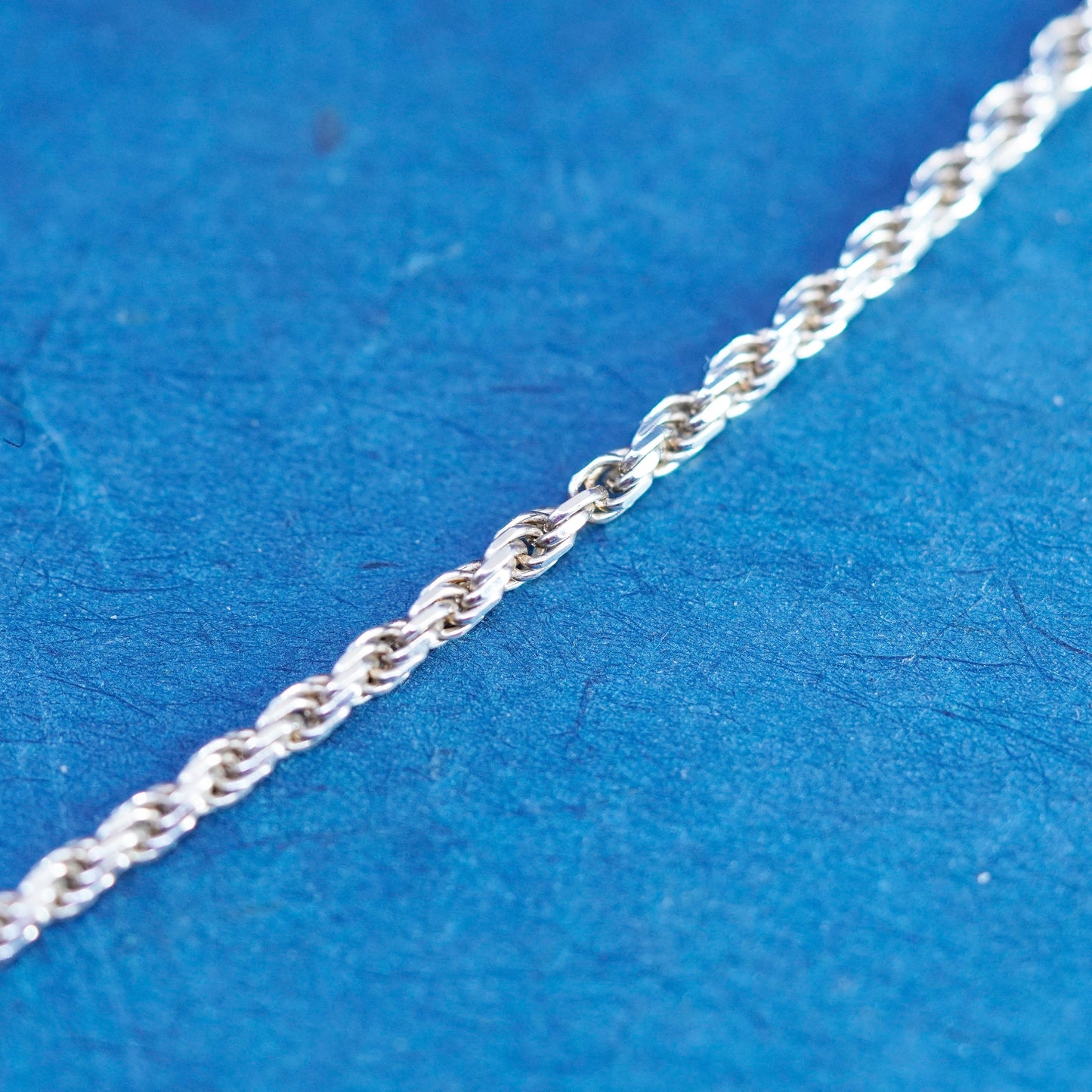 24”, 2mm, vintage Italy Sterling silver handmade necklace, 925 rope chain