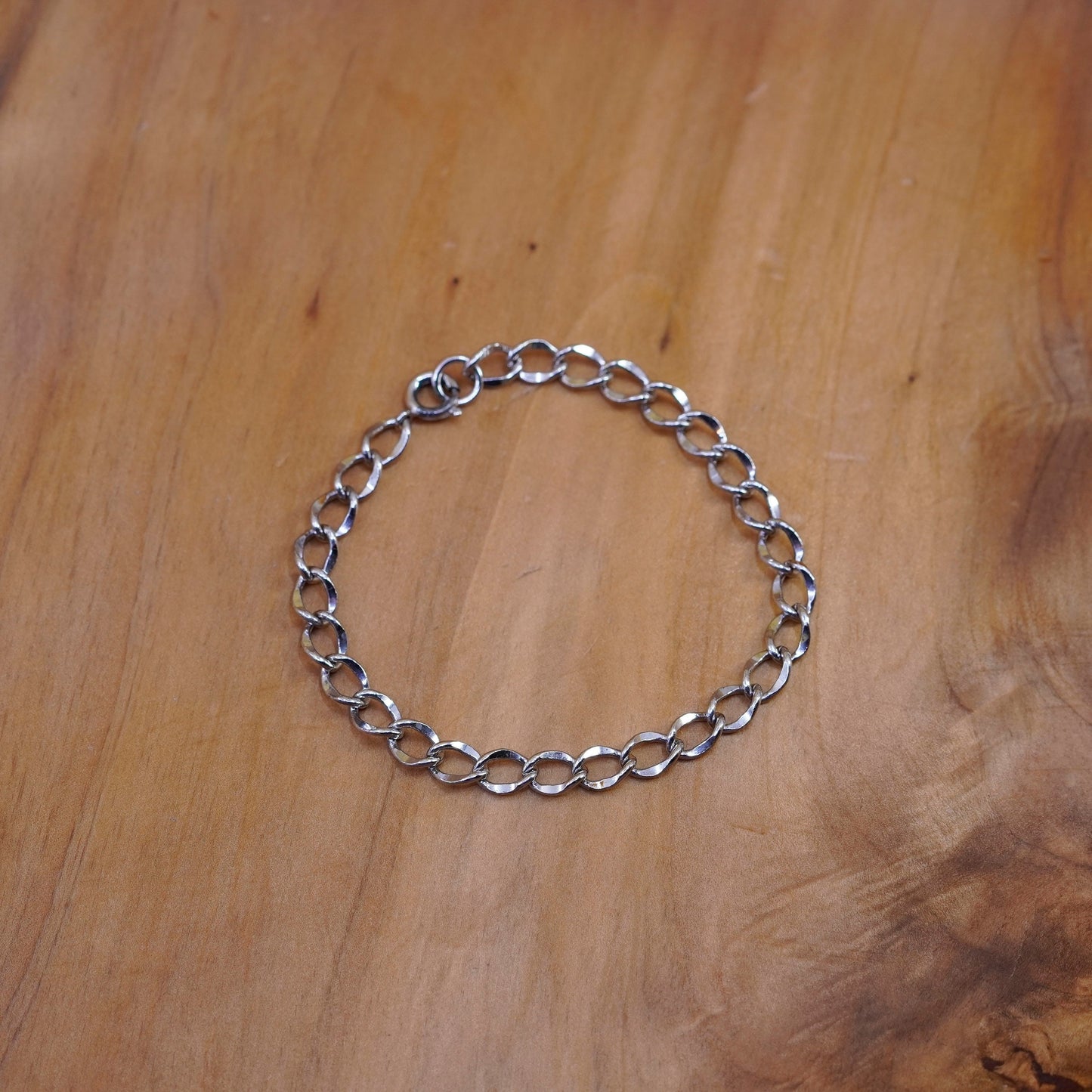 6.75”, vintage Sterling silver handmade bracelet, Italy 925 twisted curb chain