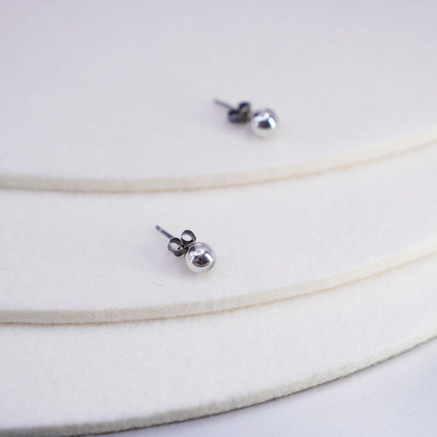 5mm, Vintage Sterling 925 silver handmade earrings, bead studs