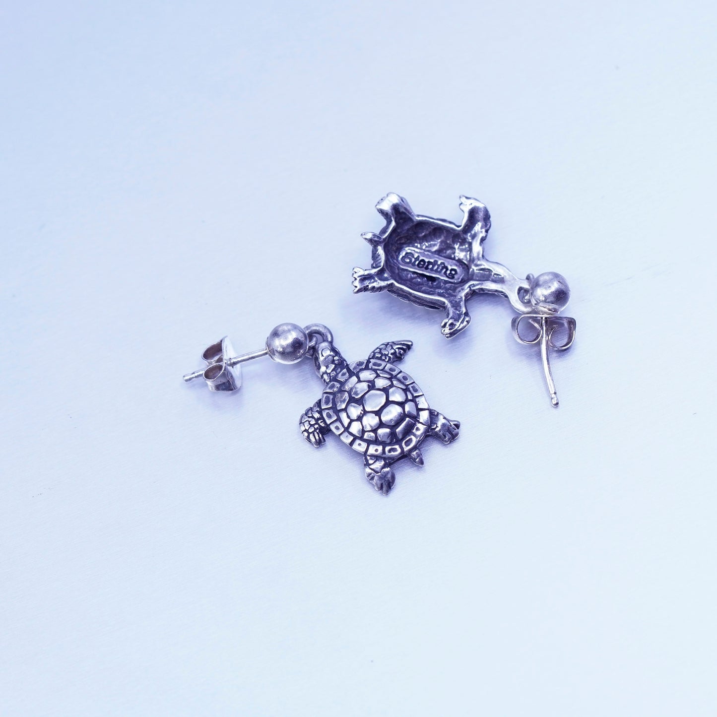 Vintage southwestern Sterling 925 silver handmade sea turtle earrings