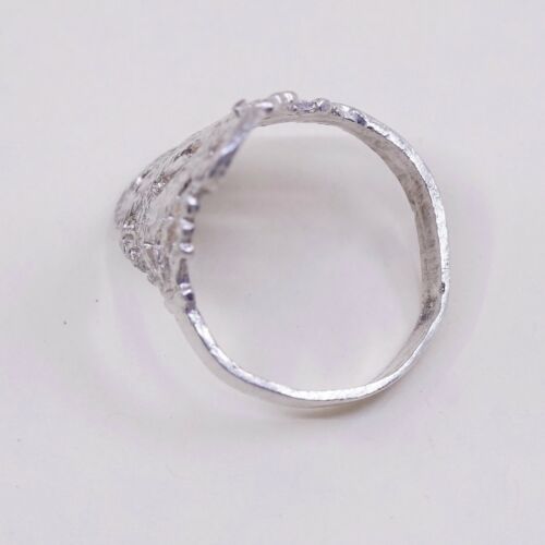 Size 5, Vtg Sterling Silver Handmade Ring, 925 Silver Band W/ Filigree Whirl
