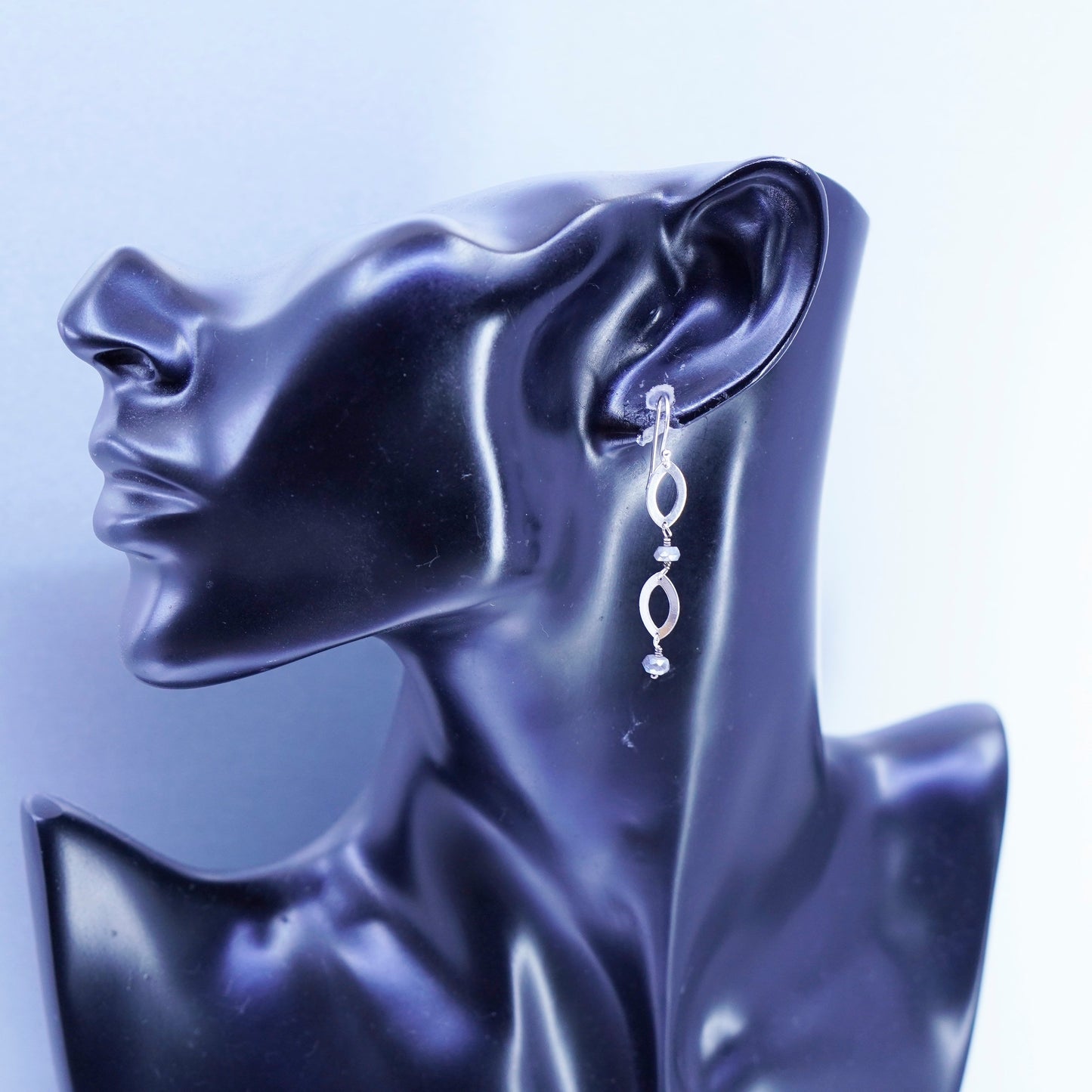 Vintage Sterling 925 silver handmade earrings with hematite