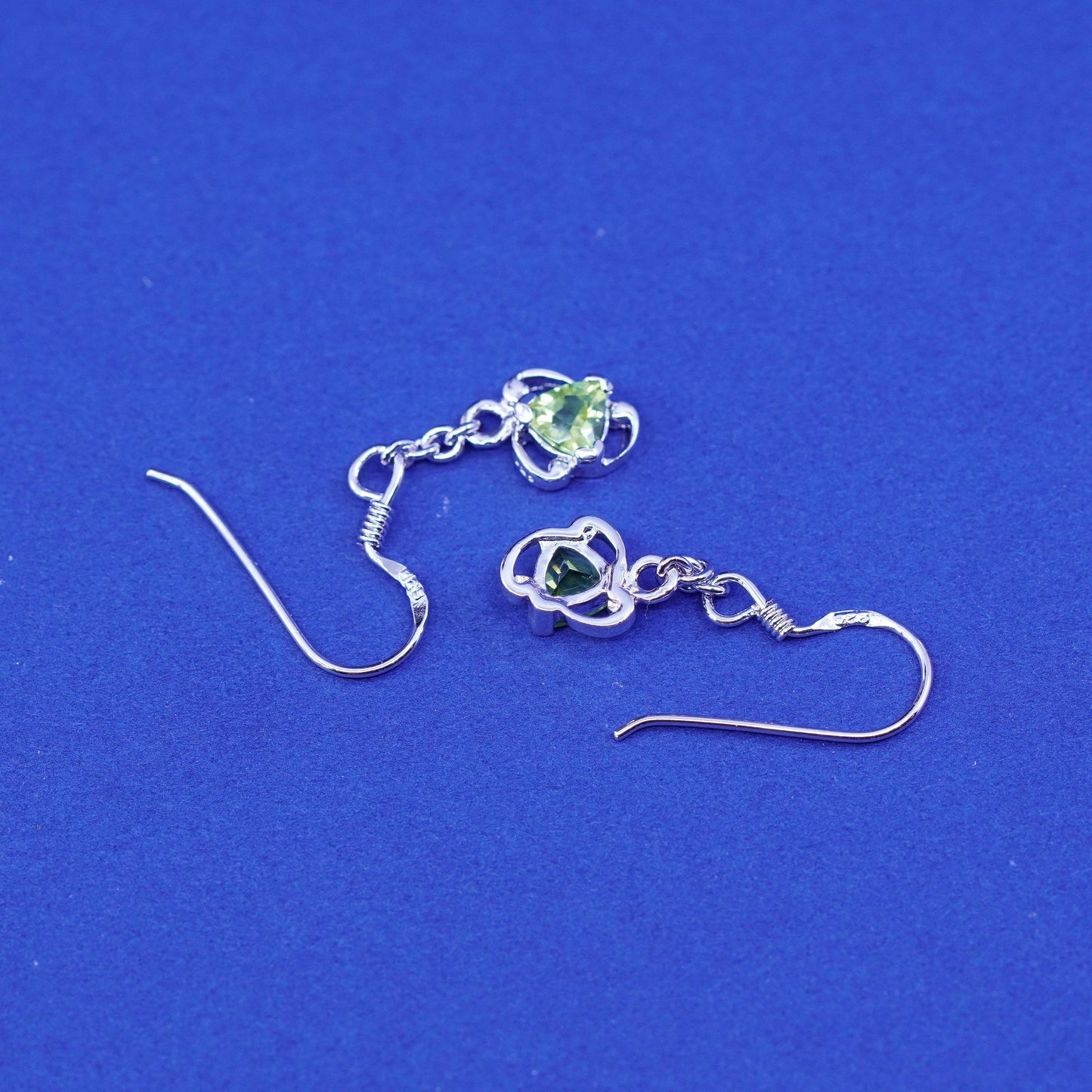 Vintage sterling 925 silver handmade earrings with peridot