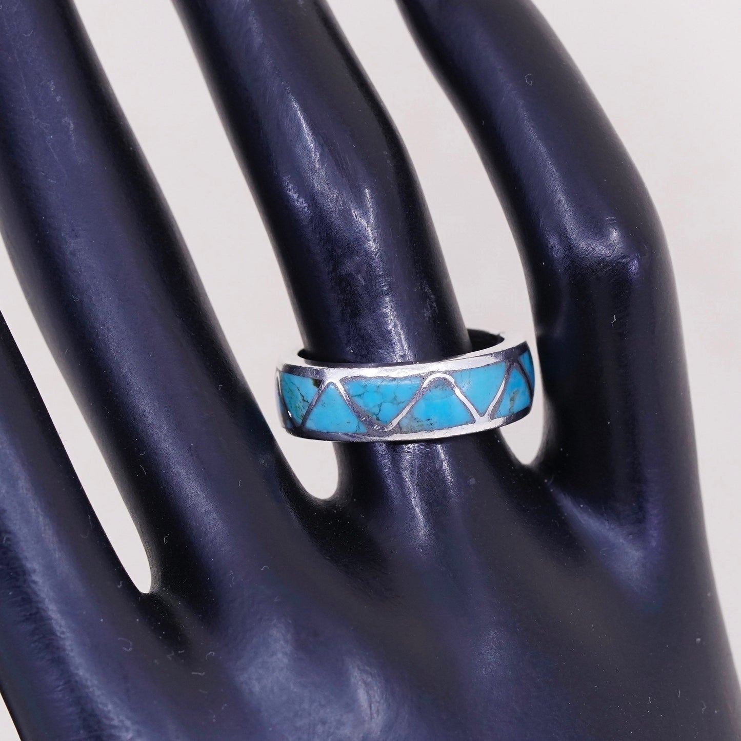 sz 7, navajo James Martin handmade Sterling silver ring, 925 band w/ turquoise