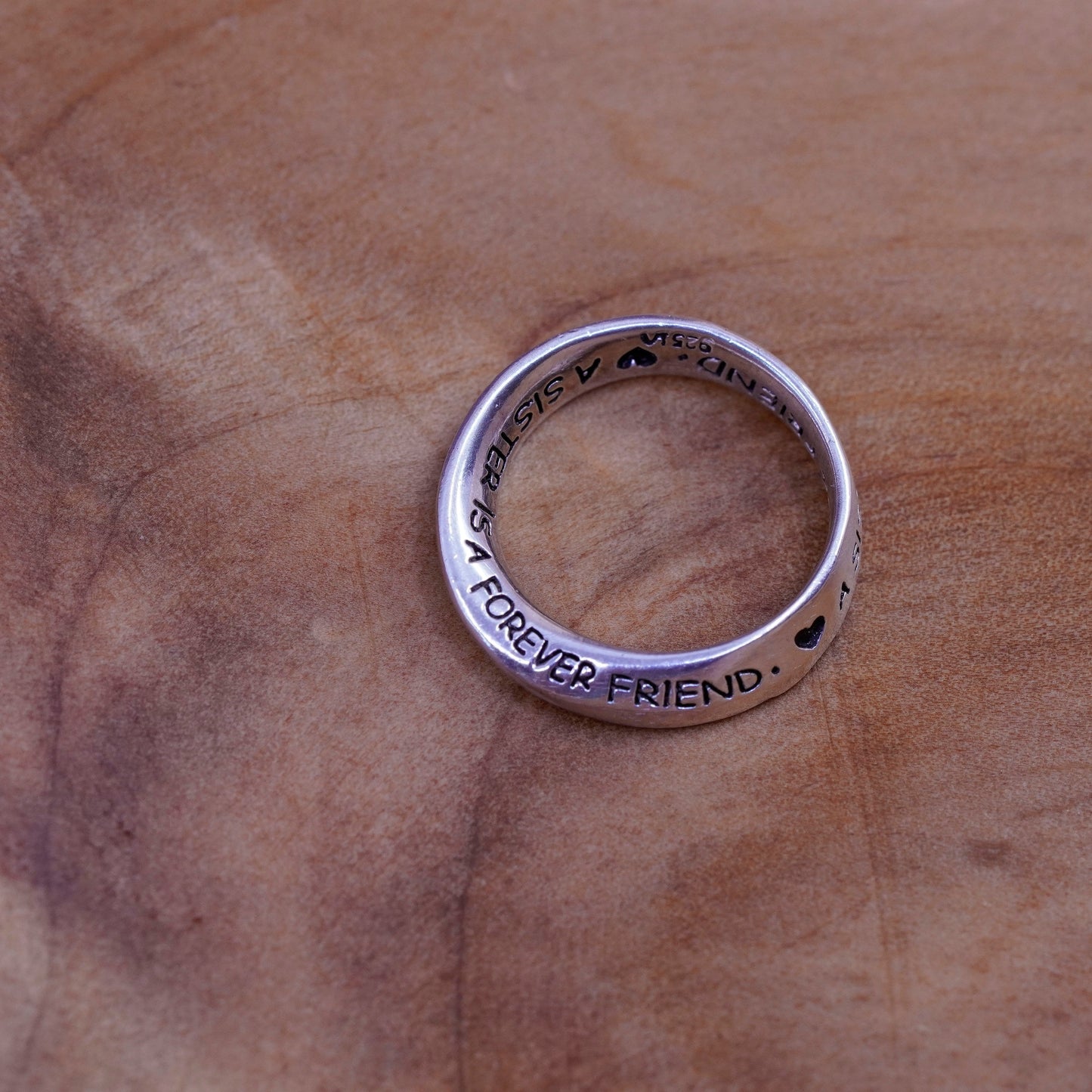 Sterling silver quote pendant, 925 circle embossed a sister is a forever friend