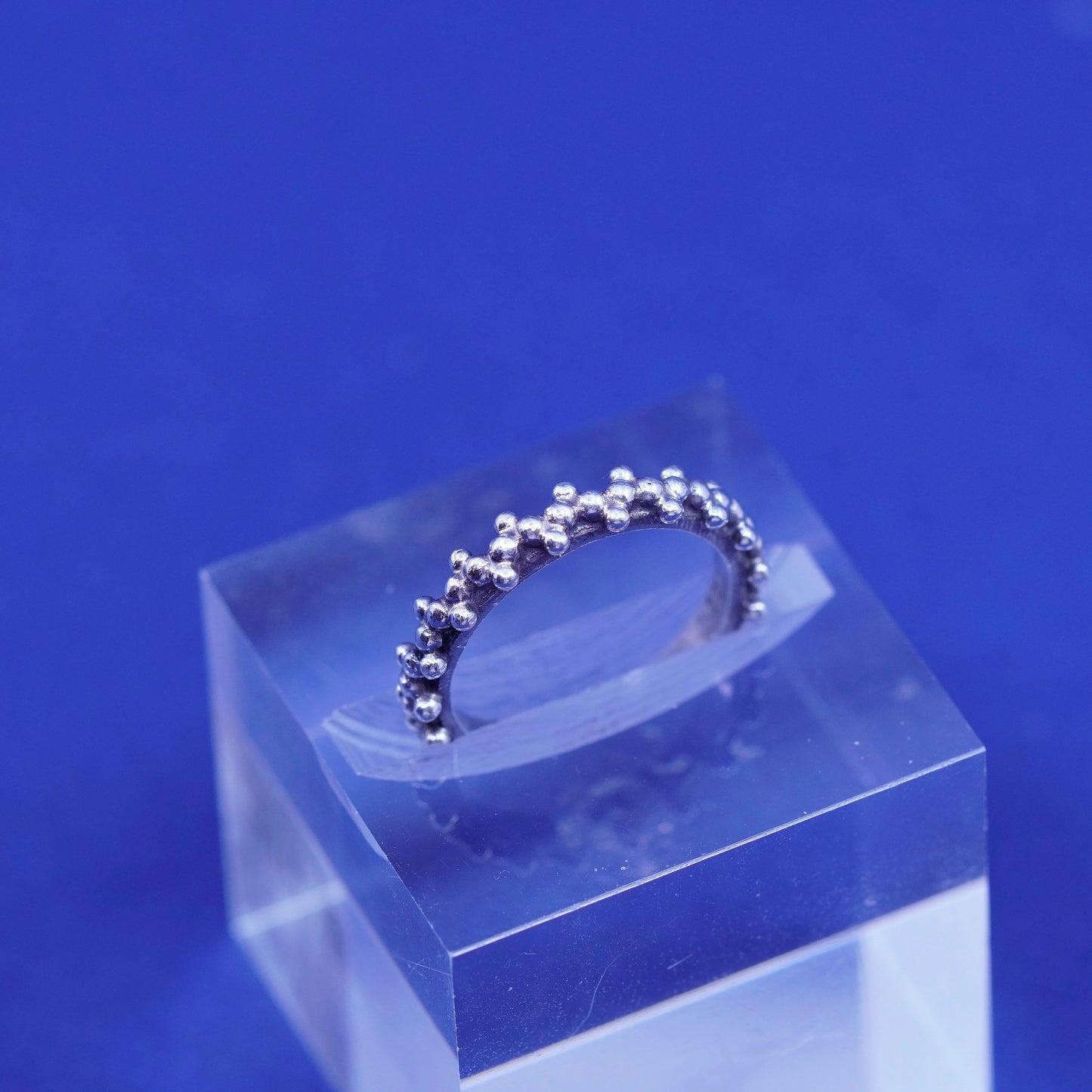 Size 4.75, Sterling silver handmade ring, southwestern 925 stackable band beads