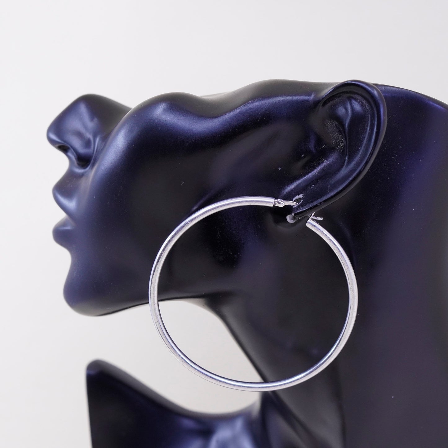 2.5”, vintage ATI sterling silver handmade earrings, 925 huge textured hoops