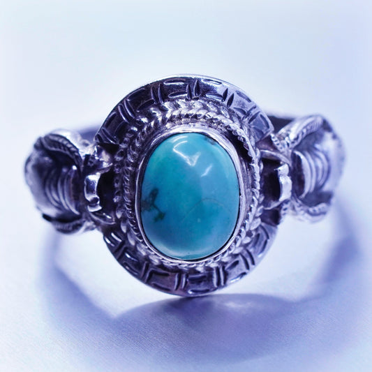 Size 9, Native American navajo Sterling 925 silver handmade ring with turquoise