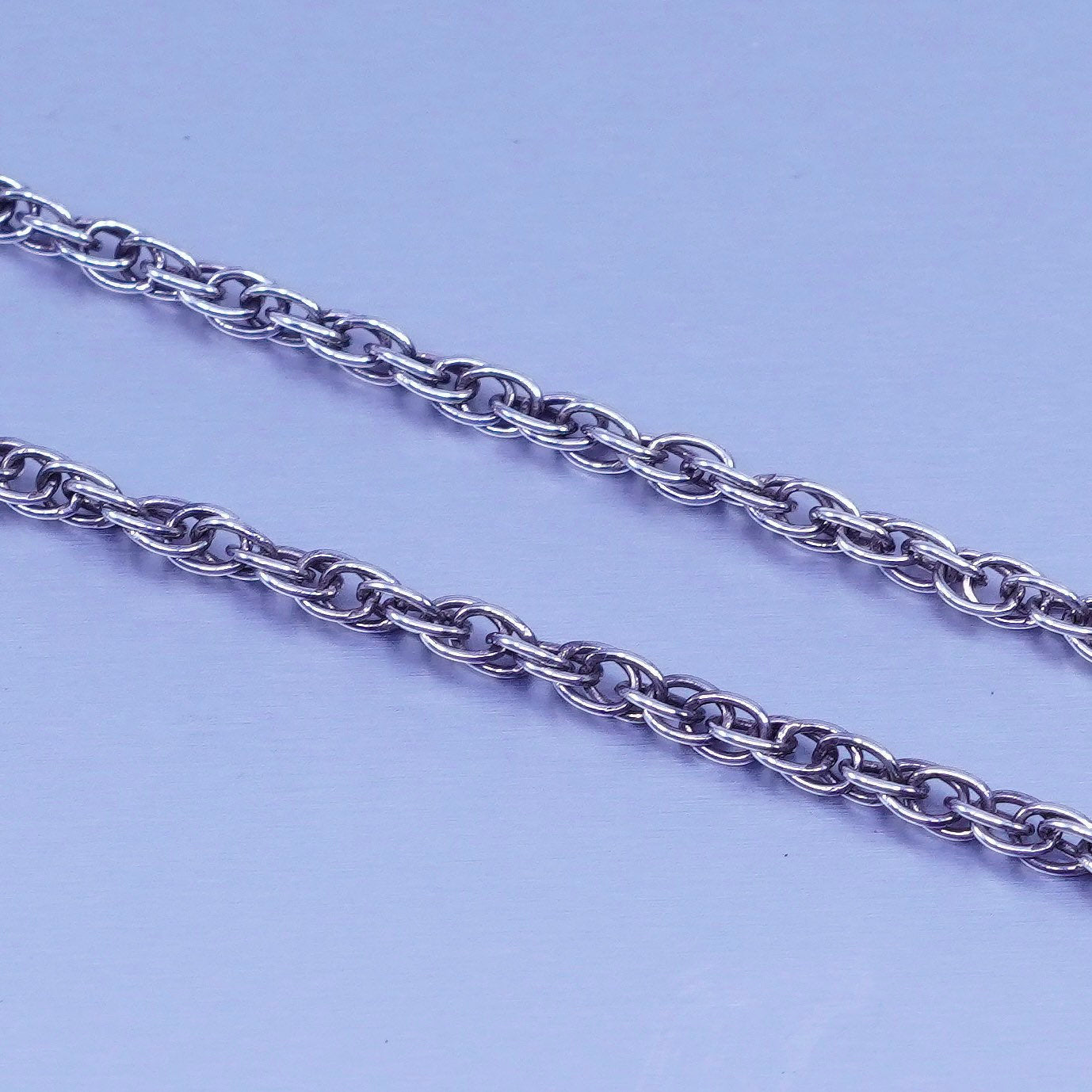18” 2mm, vintage Italy Sterling 925 silver Singapore rope chain necklace