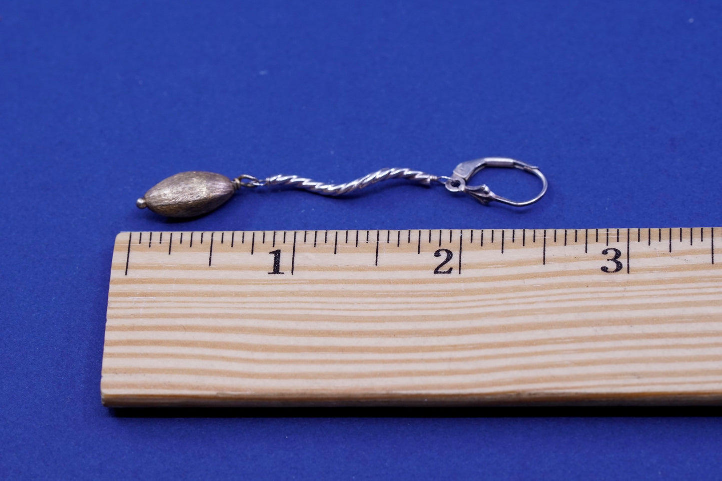 Two Tone Sterling silver handmade earrings, 925 twisted bar with gold tone