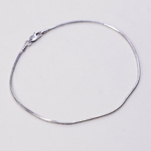 9”, Sterling Silver Handmade Bracelet, Snake Chain Anklet, Stamped 925 Italy